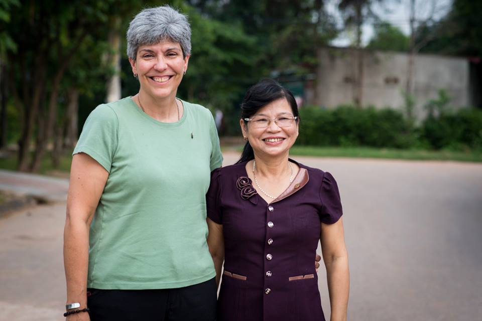 Margaret Von Lienen with Ms. Thuy. Both women were five years old when their fathers were killed. Photo courtesy Anthony Istrico.