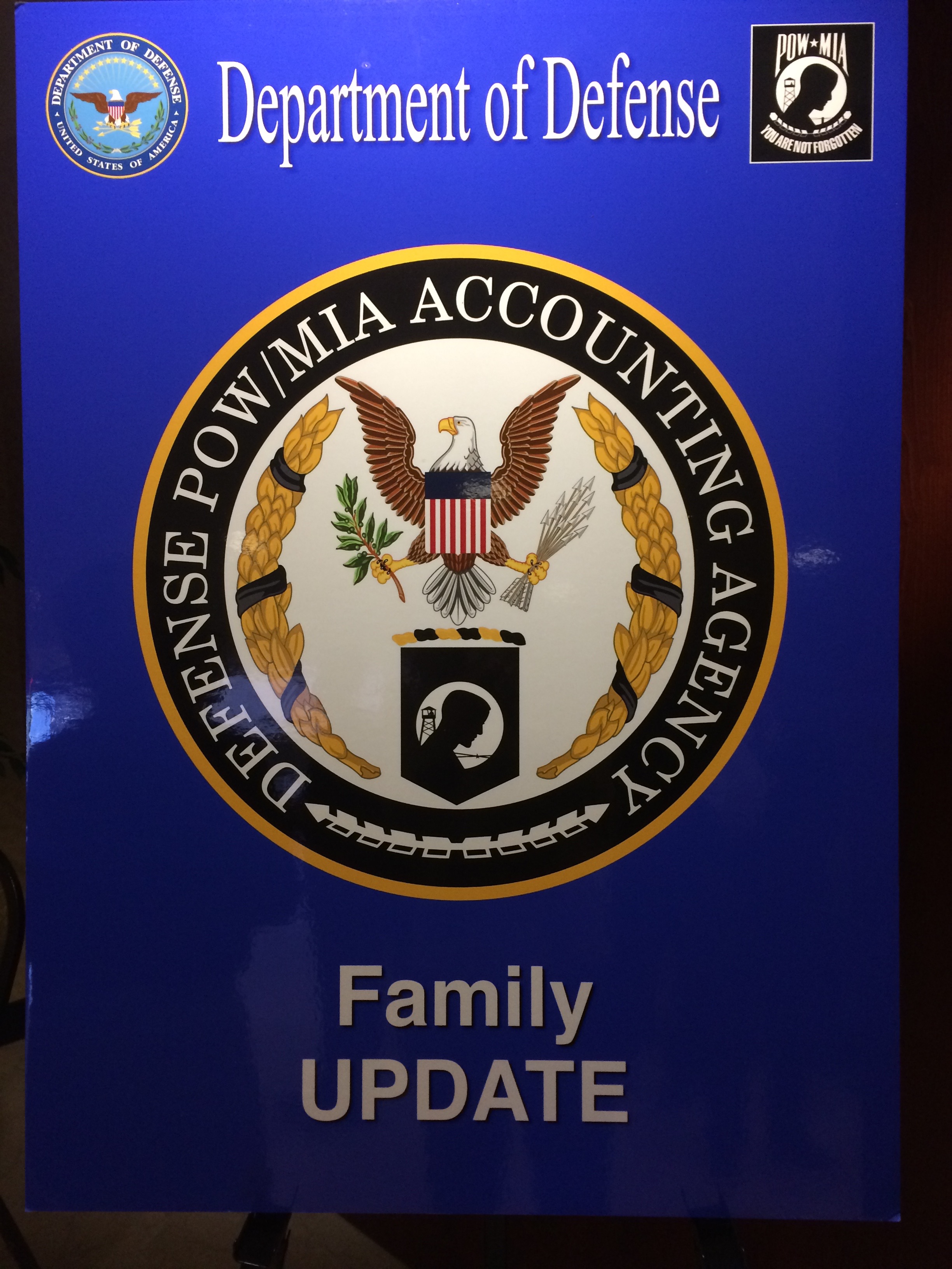 A sign from a recent Family Member Update meeting. 
