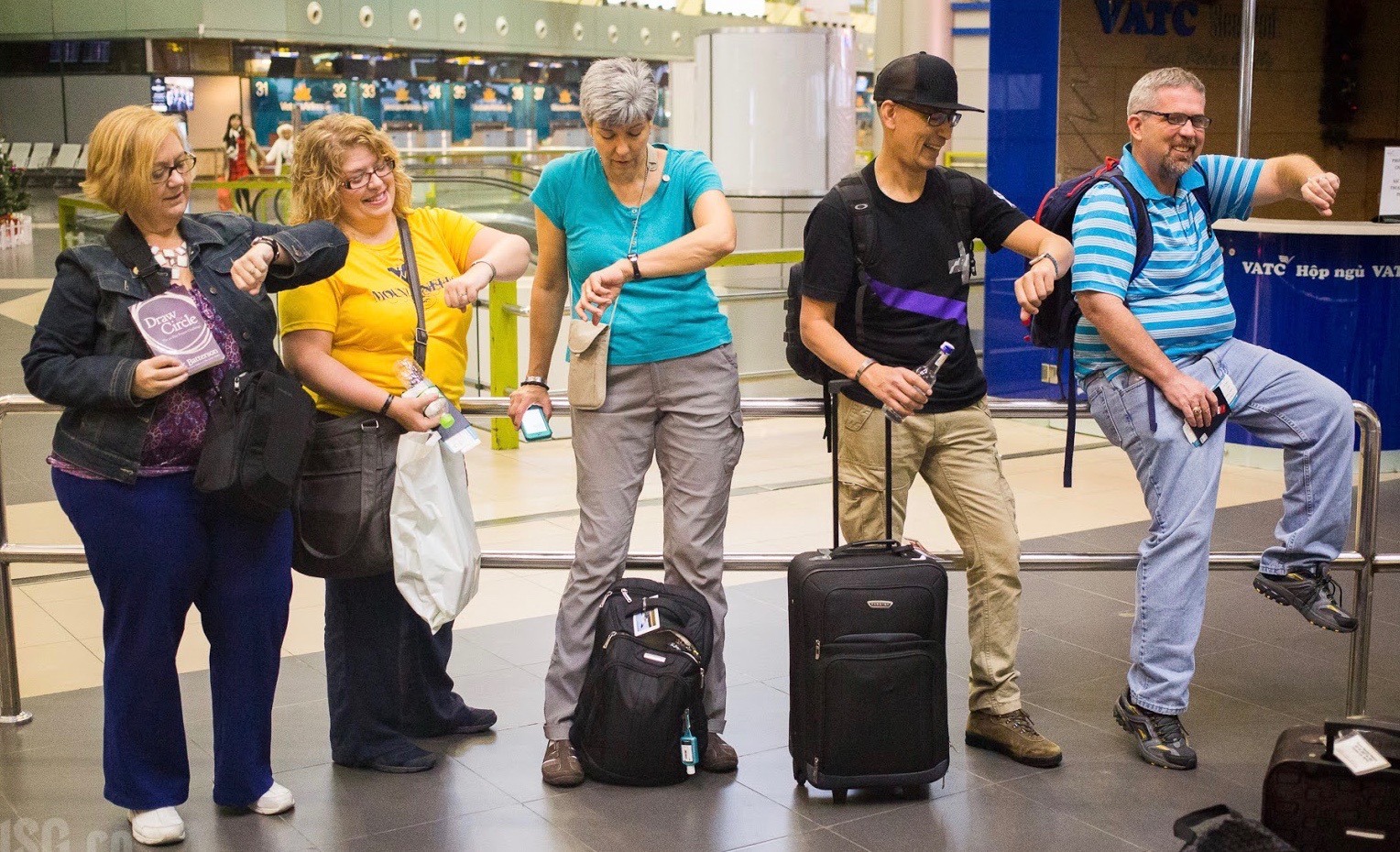 Time to go back! From left to right: Susan, Patty, Margaret, Ron and Mike. Photo courtesy Anthony Istrico, Istrico Productions.