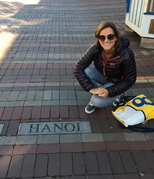 The Hanoi marker on Church Street in Burlington, Vermont