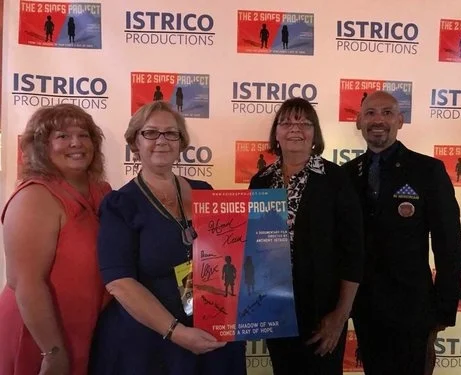 Susan at the Washington, D.C. 2 Sides Project film premiere, 2017. Pictured are, left to right, Patty Young Loew, Susan, Jill Hubbs and Ron Reyes