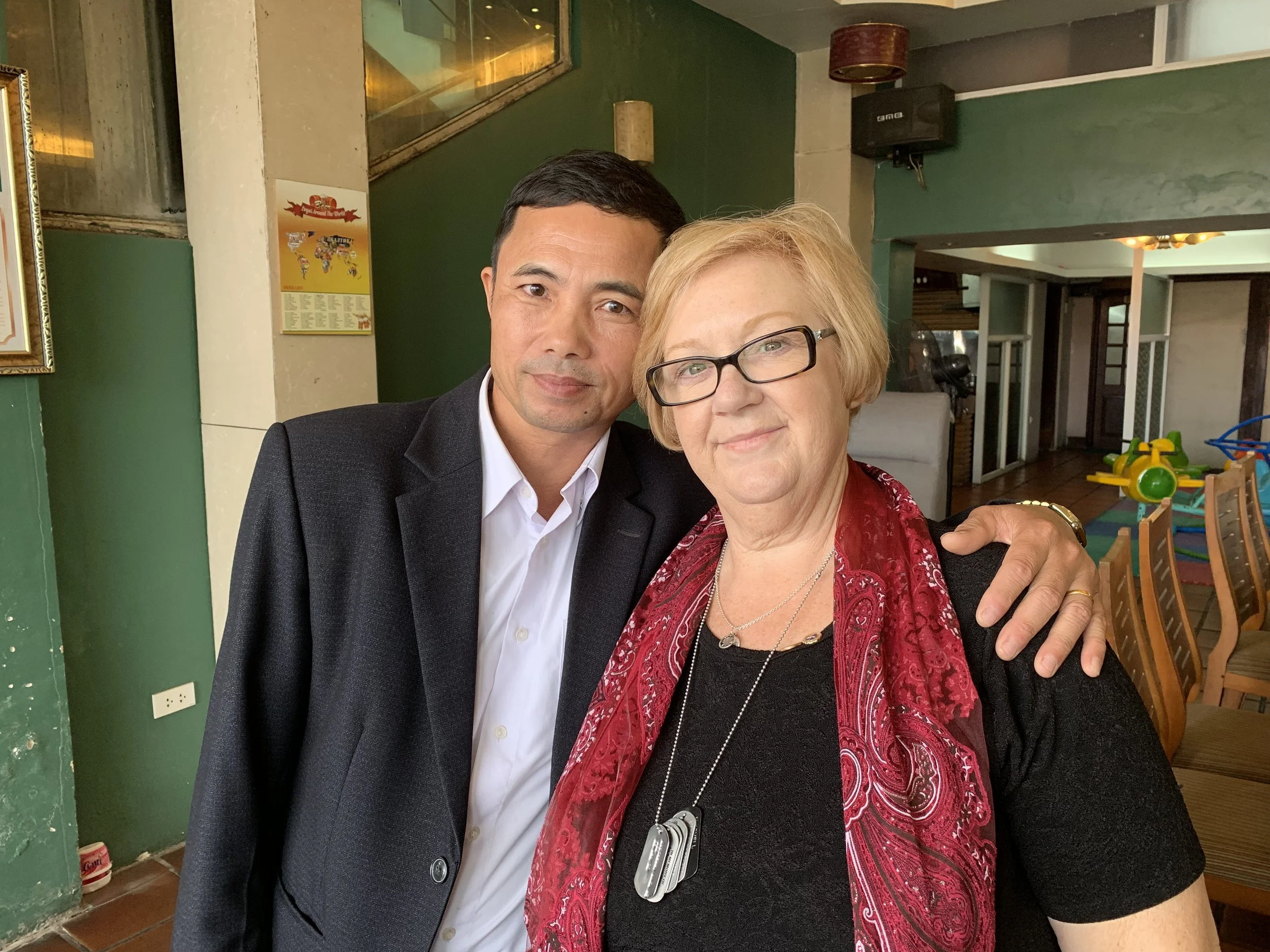 Dinh The Sau and Susan Mitchell Mattera. Sau’s father was killed in the Quang Nam province during the Tet Offensive, 1968. Susan’s father was killed two years later in 1970 in the south western part of Vietnam, near Cao Lanh City. Sau has two brothers, Susan two sisters.
