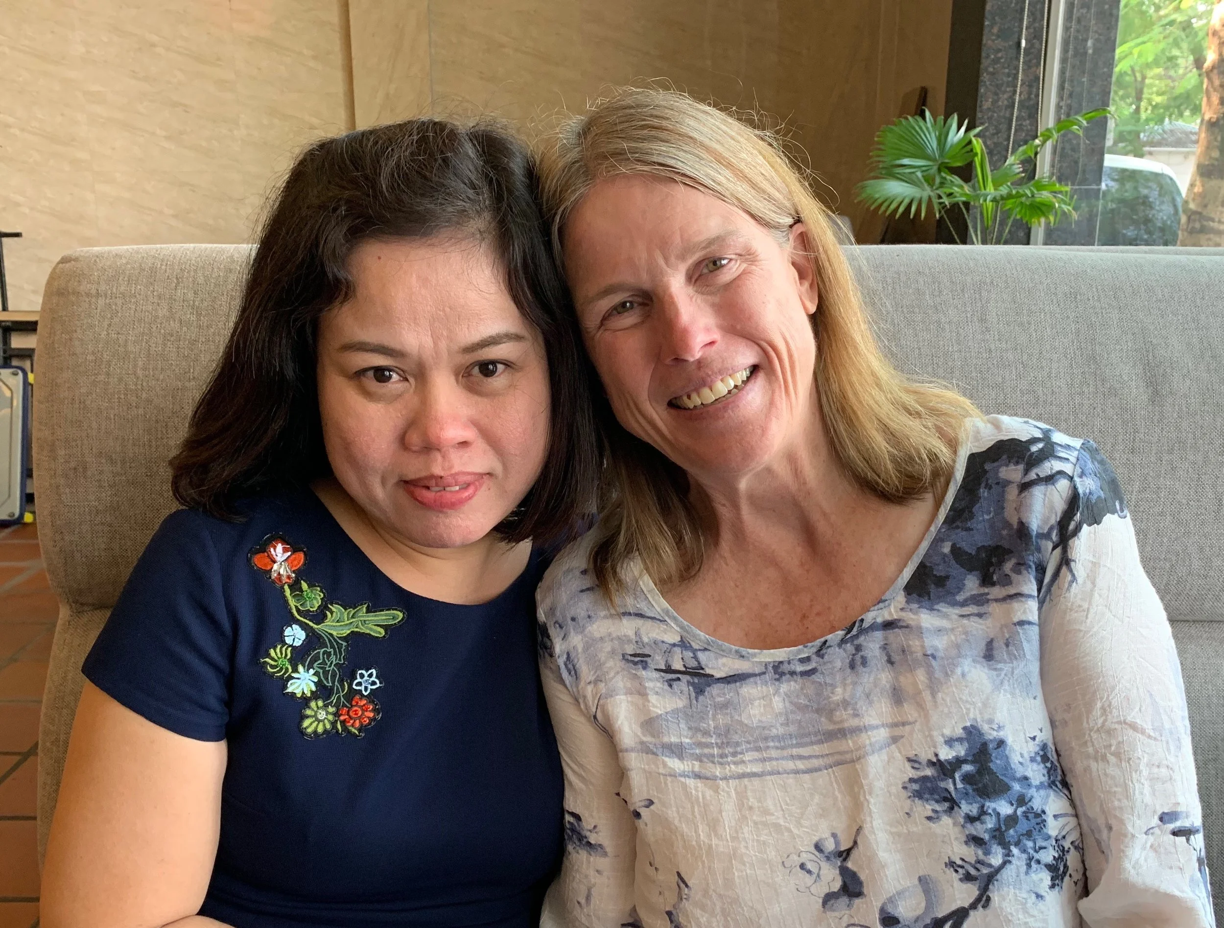 Dung Vu and Barbara Brumet, whose fathers died fighting on opposite sides of the Vietnam/American War. Dung Vu’s father died on April 8, 1972, before she was born. Barbara’s father died on April 9, 1964, when Barbara was six years old. Barbara was the first to sign up for the 2018 trip. Dung Vu wasn’t sure she wanted to come to the 2 Sides Project meeting, but in the end she was happy she did. “We are all proud of our fathers, but we are not proud of war. I would do anything to prevent war.”