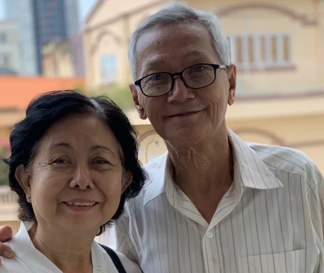 During the Vietnam War, Tran Trong Duc and Nguyên Thi Dao were teachers at a boarding school for “children of war martyrs.” They taught and cared for hundreds of Vietnamese orphans, some as young as six years old. Over the years they became so close to the children that they remained in touch with many students well after the war ended. Today we met Duc and Dao, along with seven of the students from the school, in the 2 Sides Project meeting in Saigon. They have an unbreakable bond that has seen them through loss, and love. Duc and Dao met at the school and later married, as did 90 couples who were students.