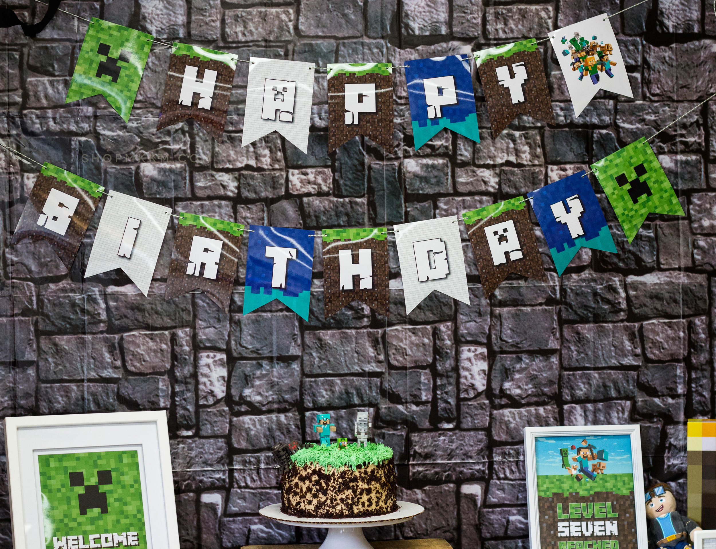 Simple Minecraft Slime Birthday Cake