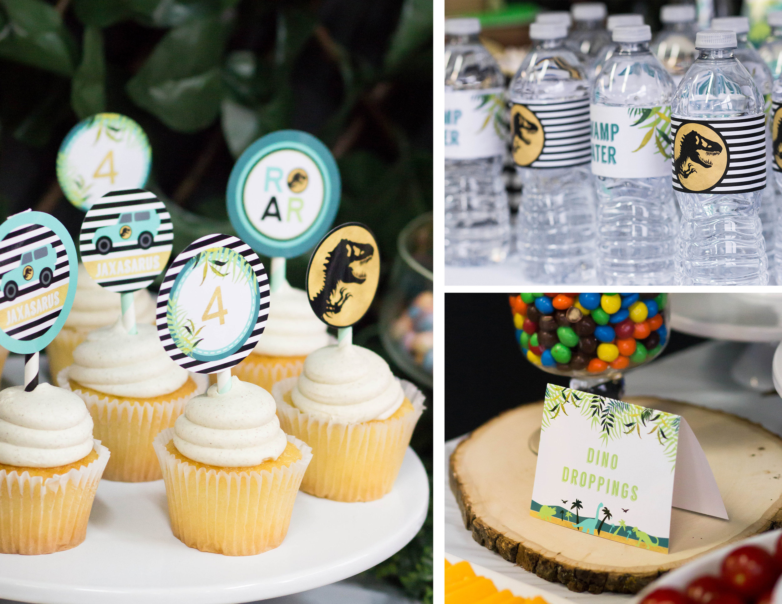 Dinosaur party printables, ideas, and free cupcake toppers from shopmkkm.com