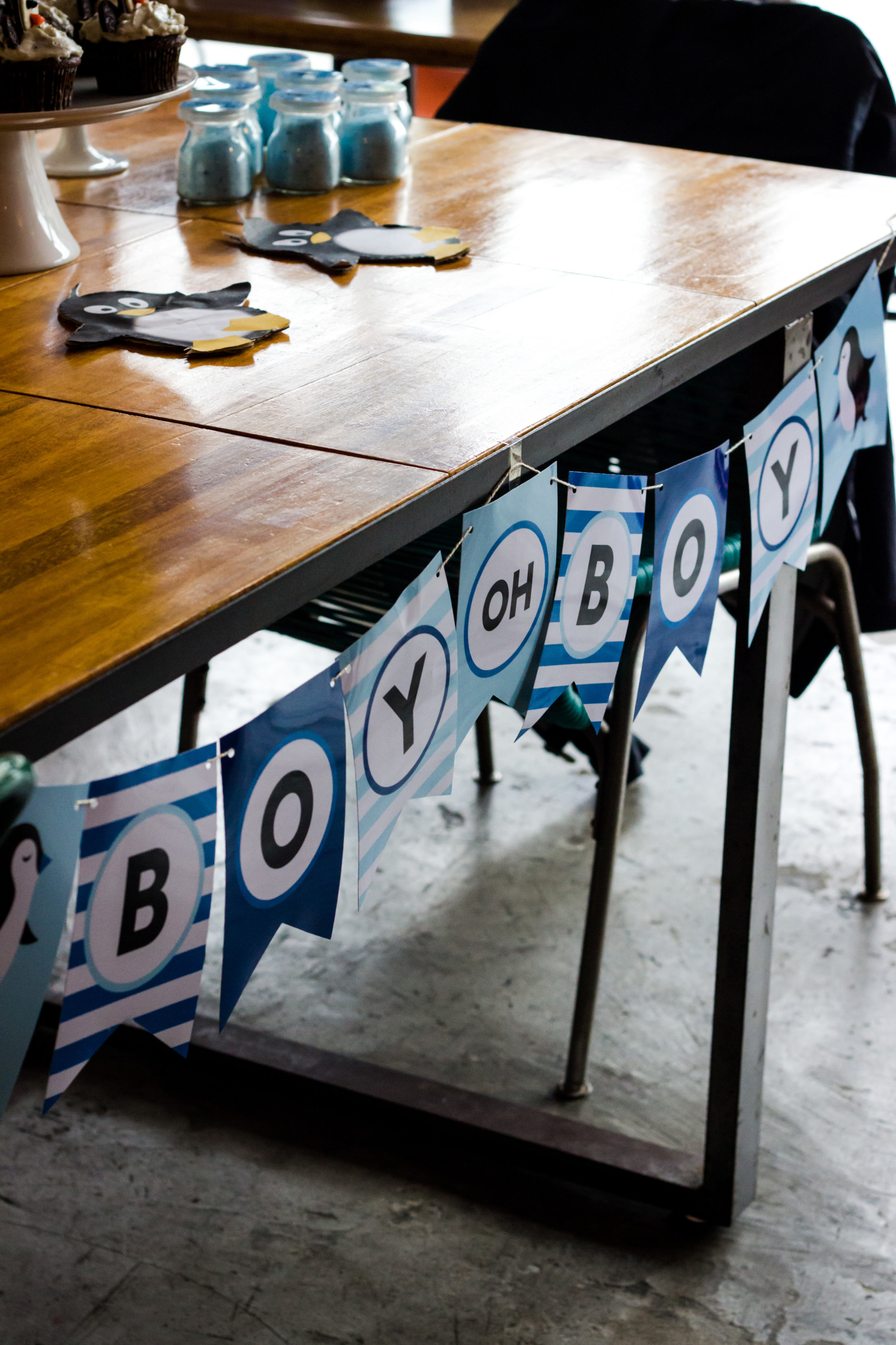 Boy Oh Boy banner from a penguin baby shower.