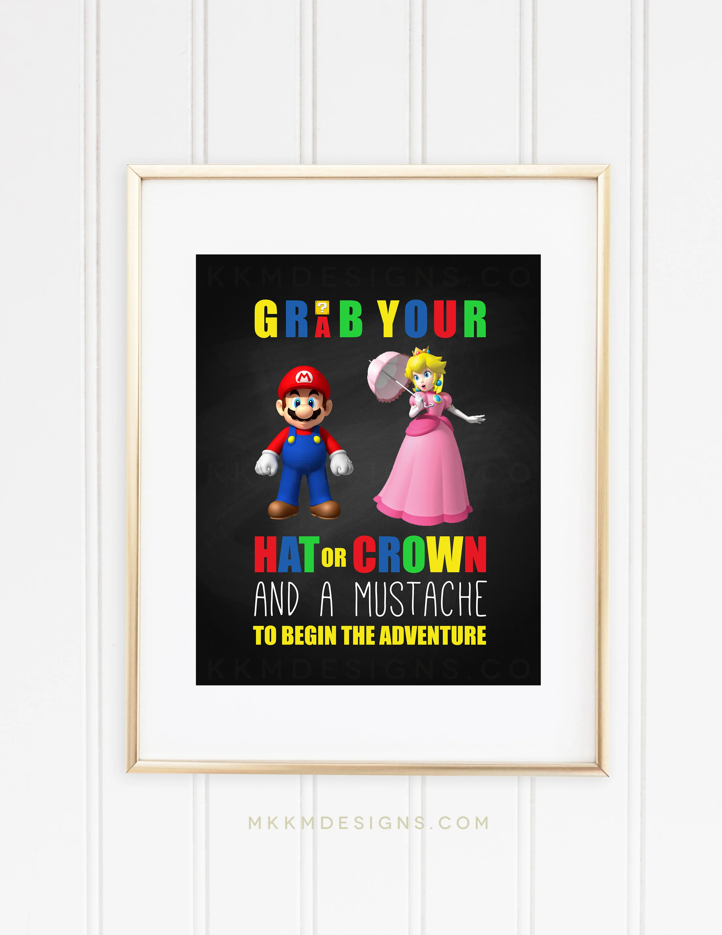 Grab a hat, Super Mario sign for a Mario themed birthday party. Design from shopmkkm.com