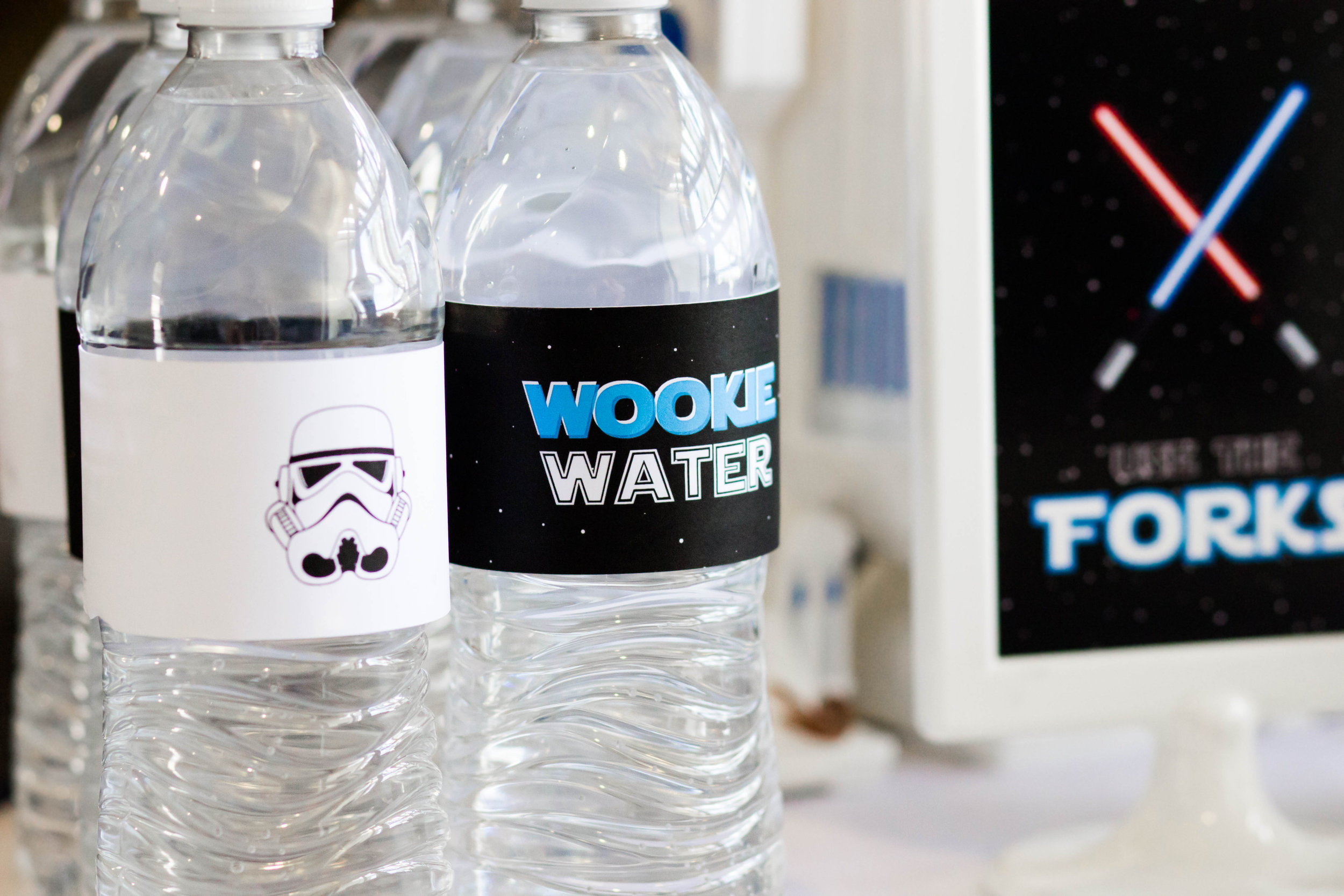 Star wars themed bottle wrappers from a star wars birthday // designs from shopmkkm.com