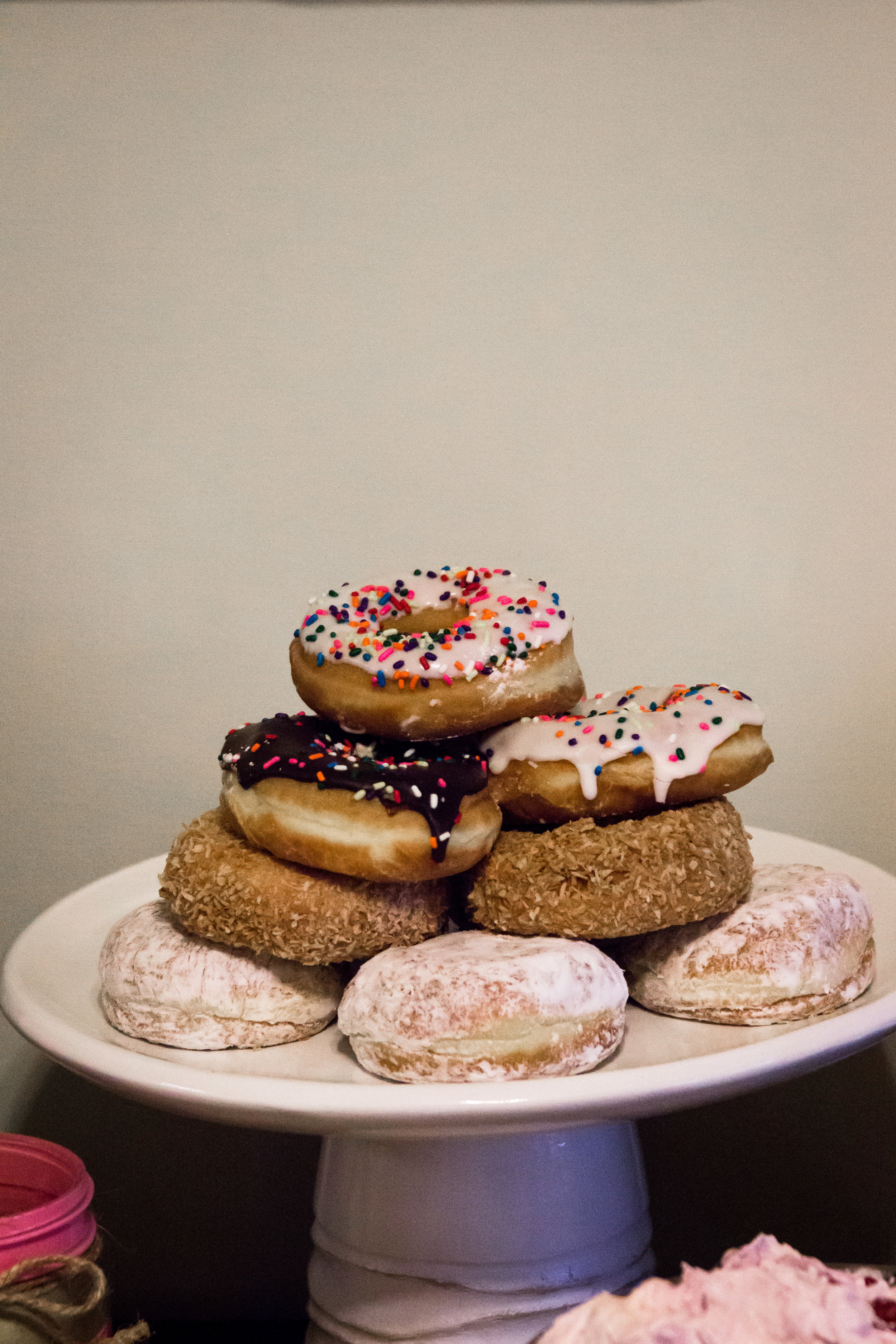 Donut tower from a coffee baby shower