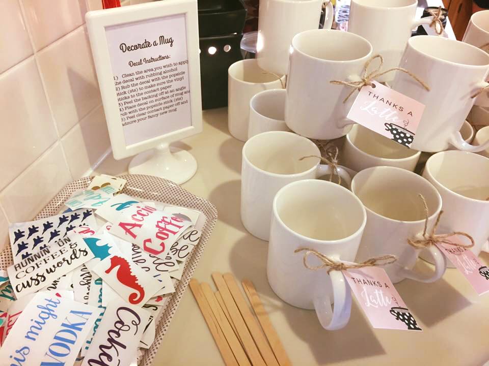 Make your own mug station at a Coffee themed baby shower.