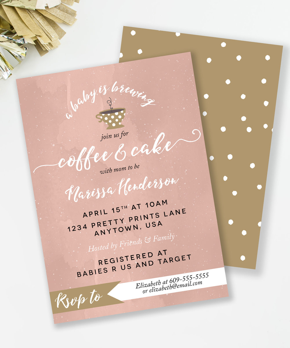 Blush and Gold Coffee baby shower invite from mkkmdesigns