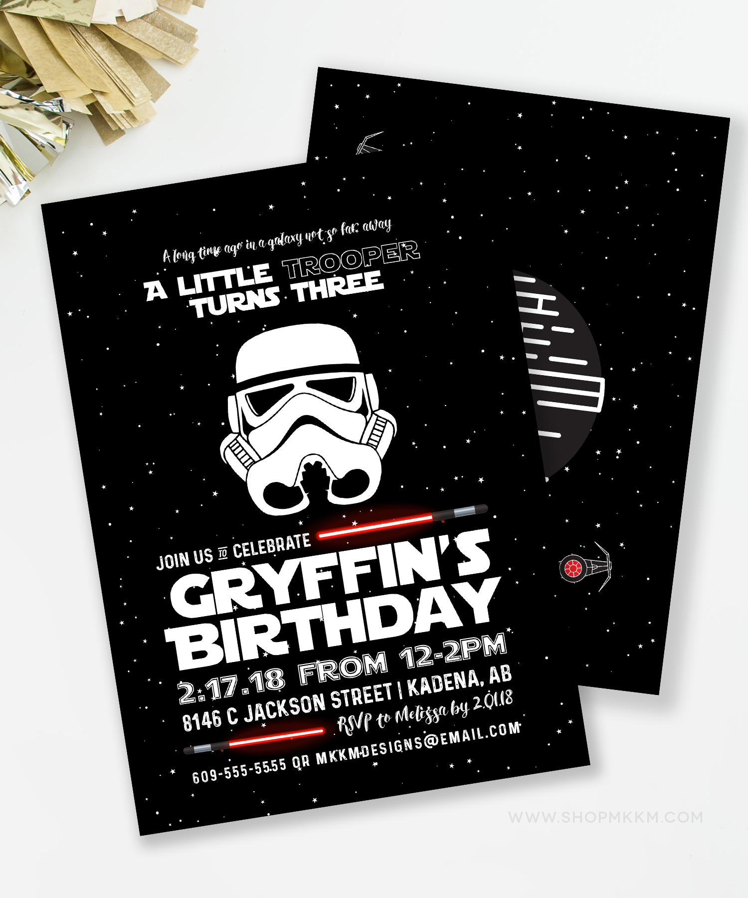 star wars party invites — merry + grace design co.