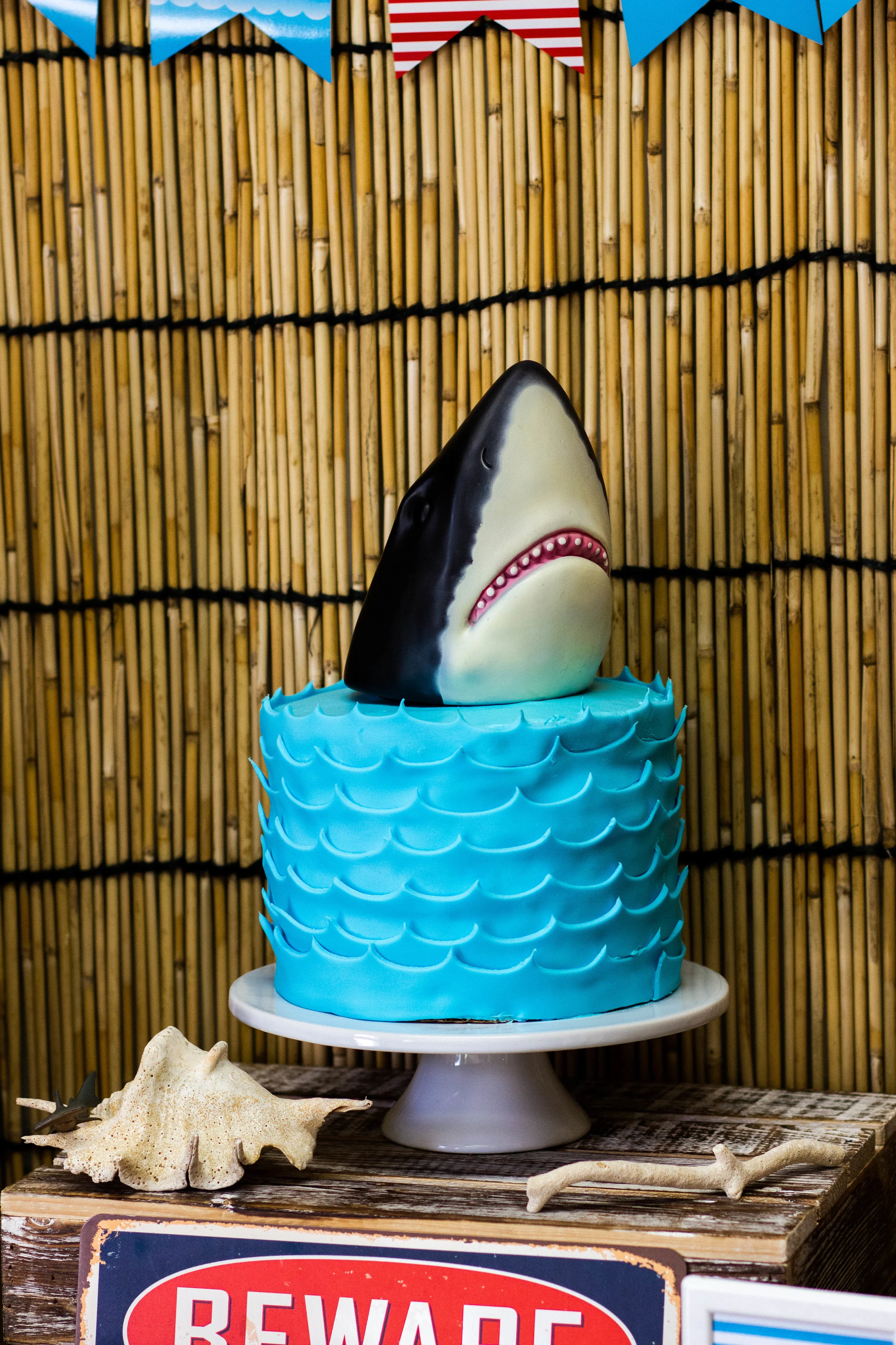 Shark Birthday Party Cake Idea // mkkmdesigns