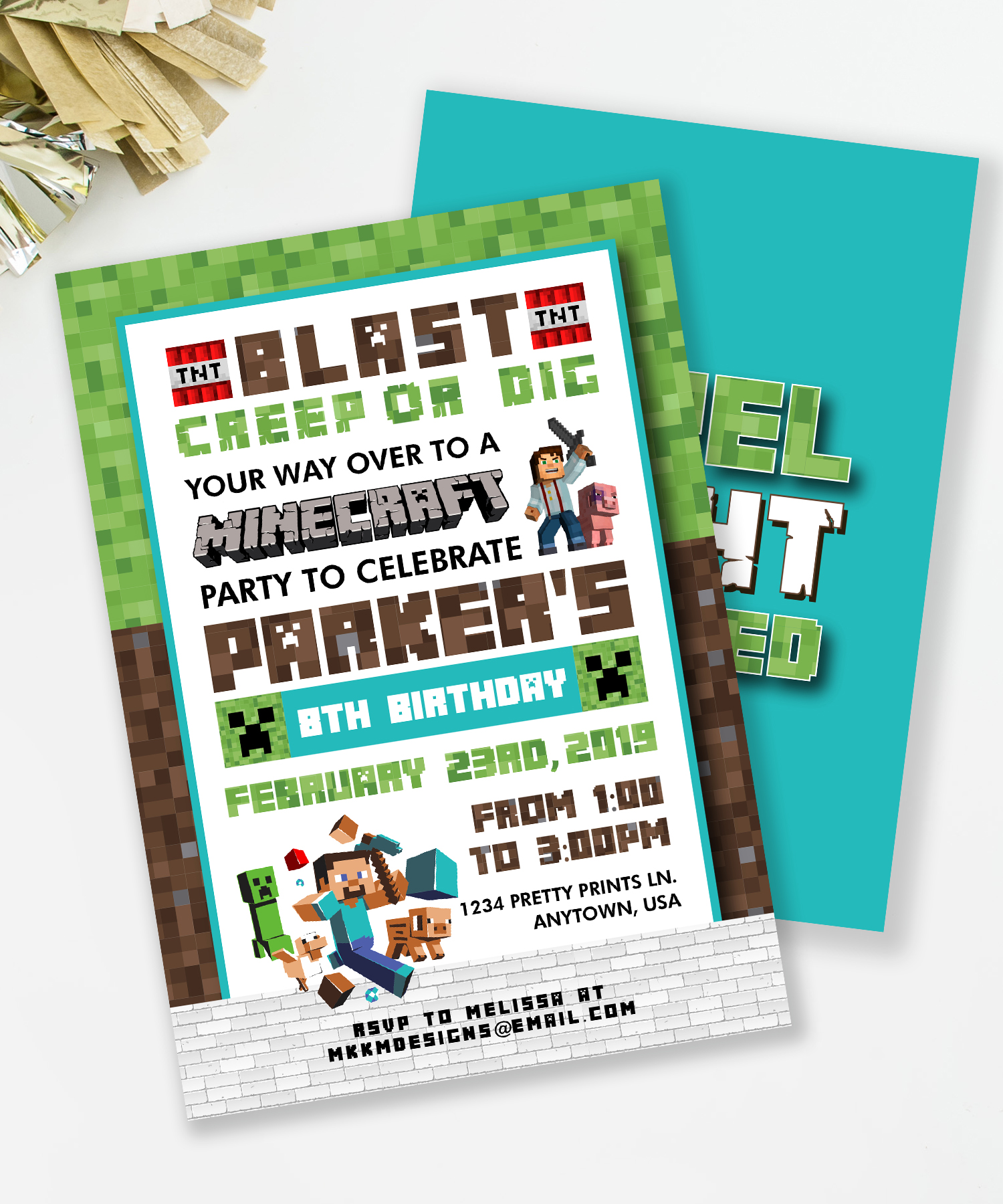 Customizable Minecraft Invitation: Editable Invite For Your Party