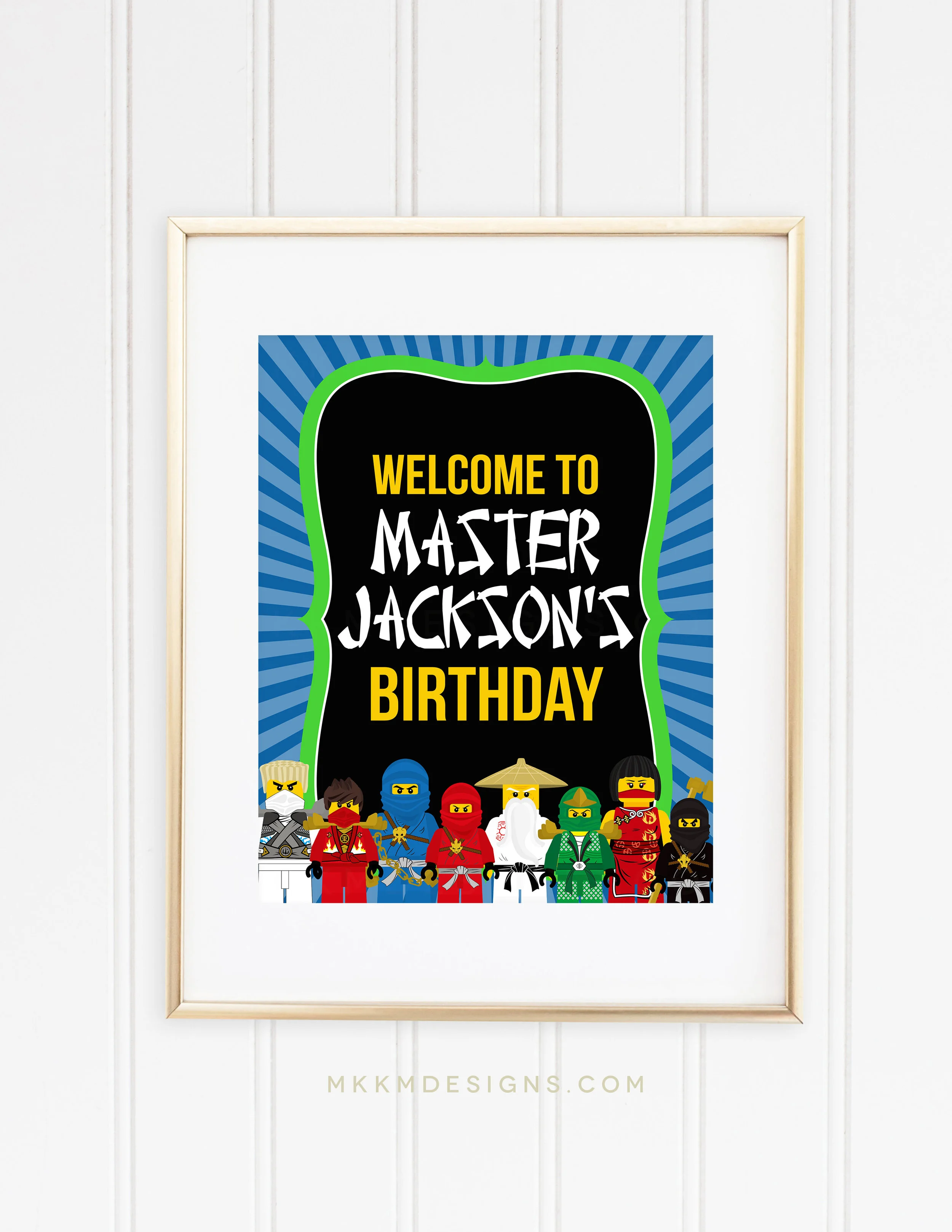 Ninjago birthday sign - customized birthday boy party sign // mkkm designs