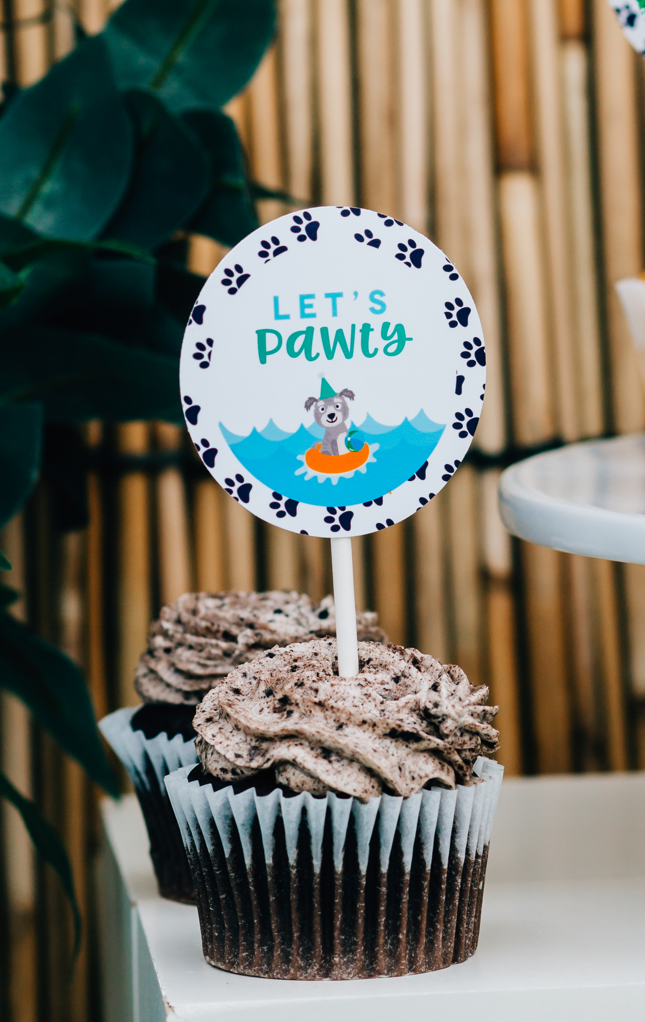 Let's Pawty at a tropical puppy party. Designs from MKKM Designs