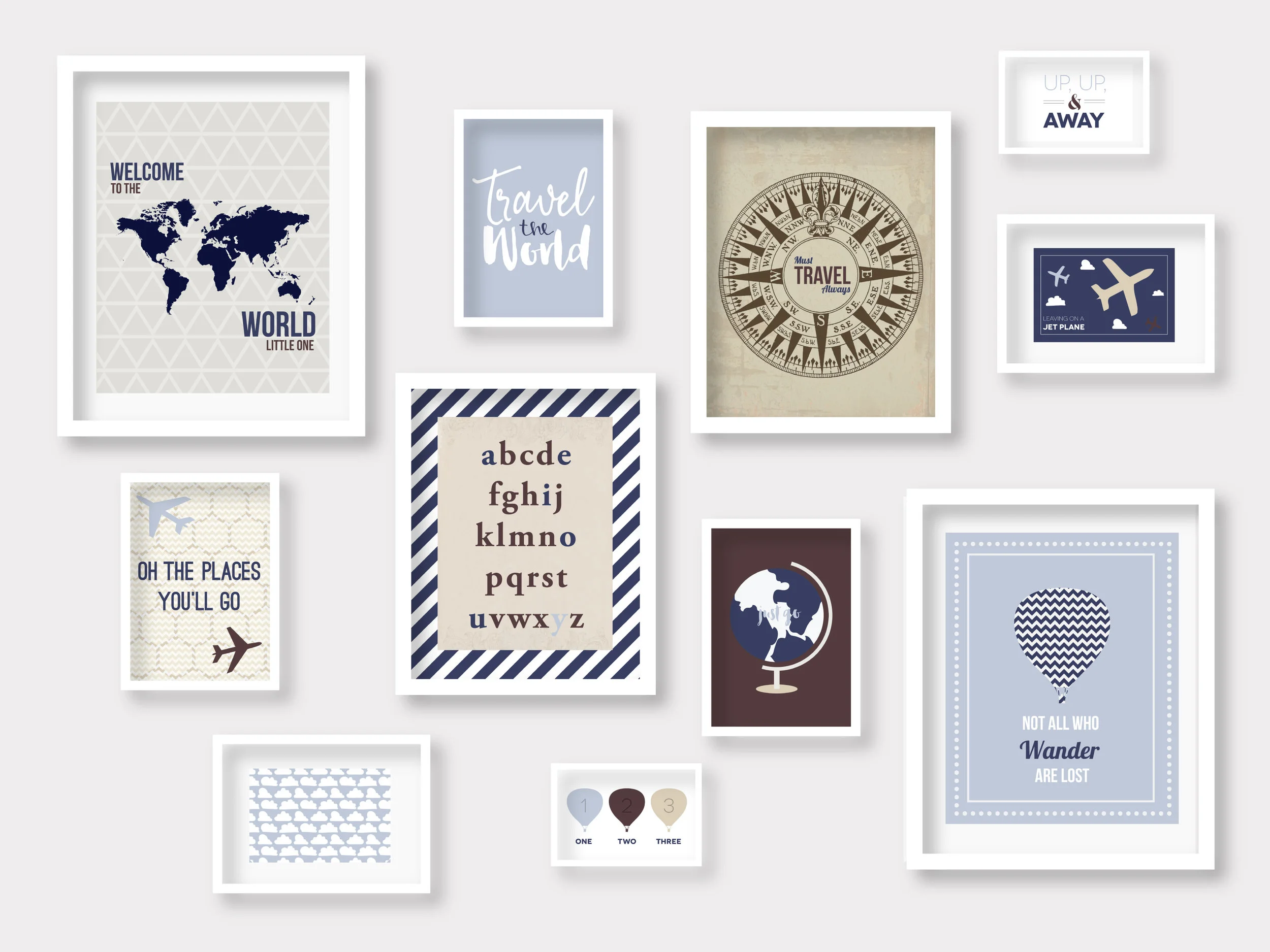 Travel Gallery Wall Prints // Nursery Decor for your little's // mkkmdesigns
