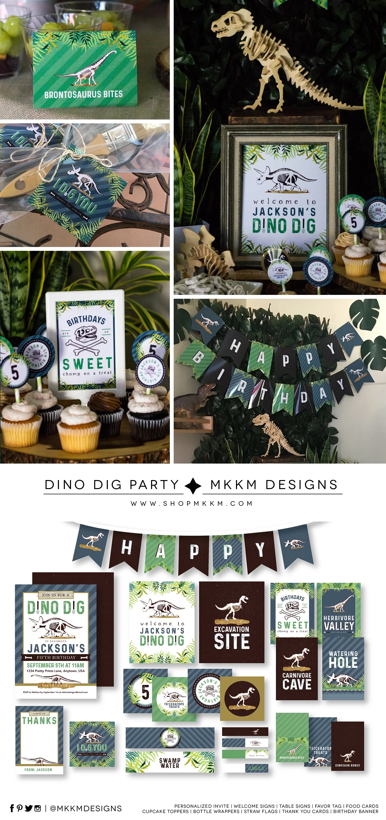 Dinosaur Dig Party // Jurassic Birthday Party Invite & Decor // Mkkmdesigns