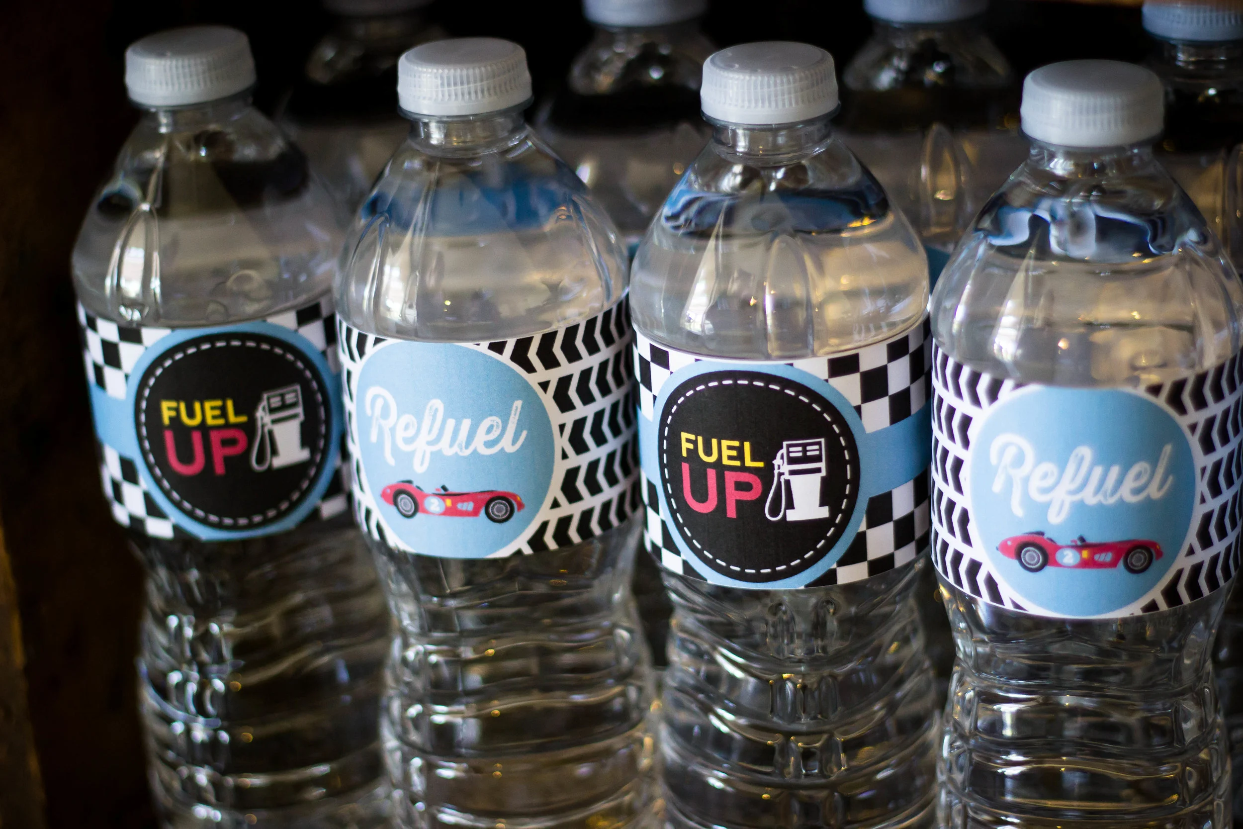 Race car bottle wrappers // Car birthday party decor // mkkmdesigns