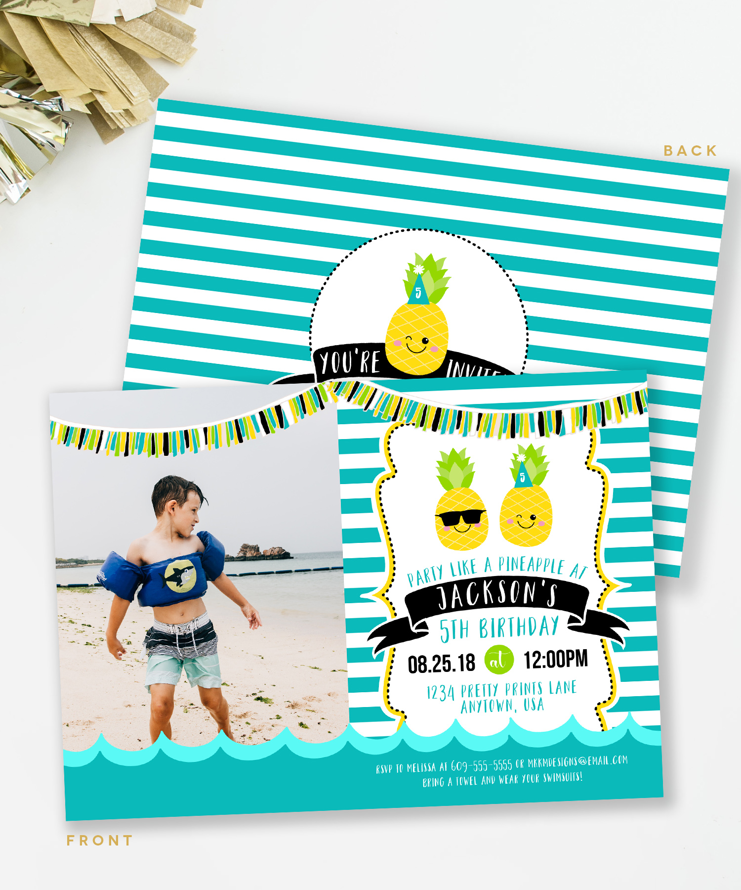Pineapple party invites from mkkmdesigns