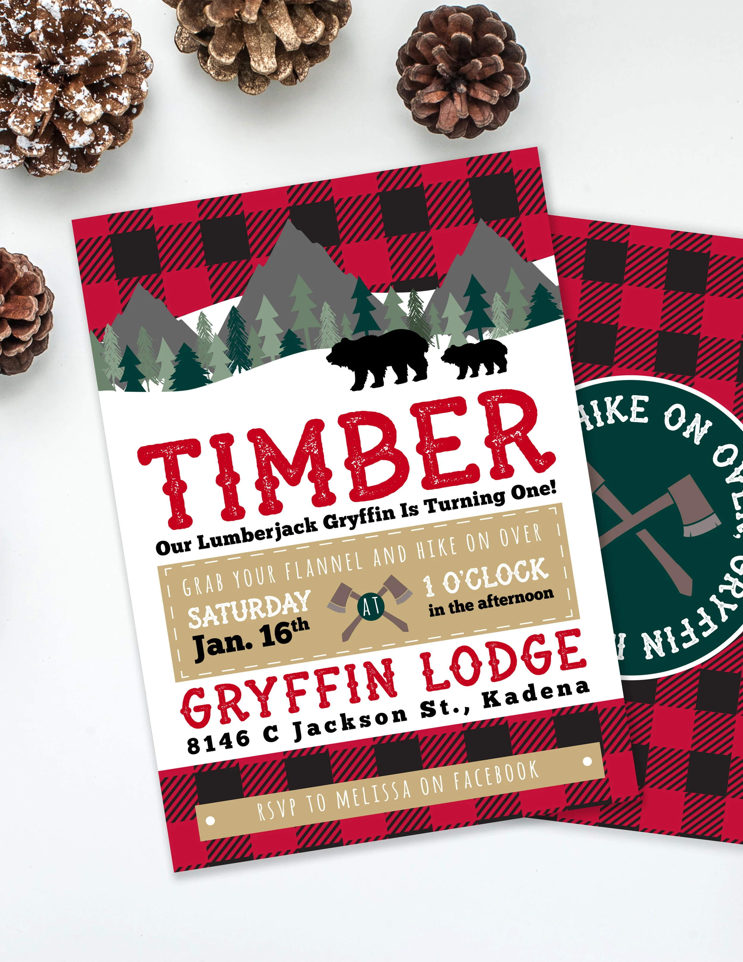 Lumberjack party invitations from MKKM Designs
