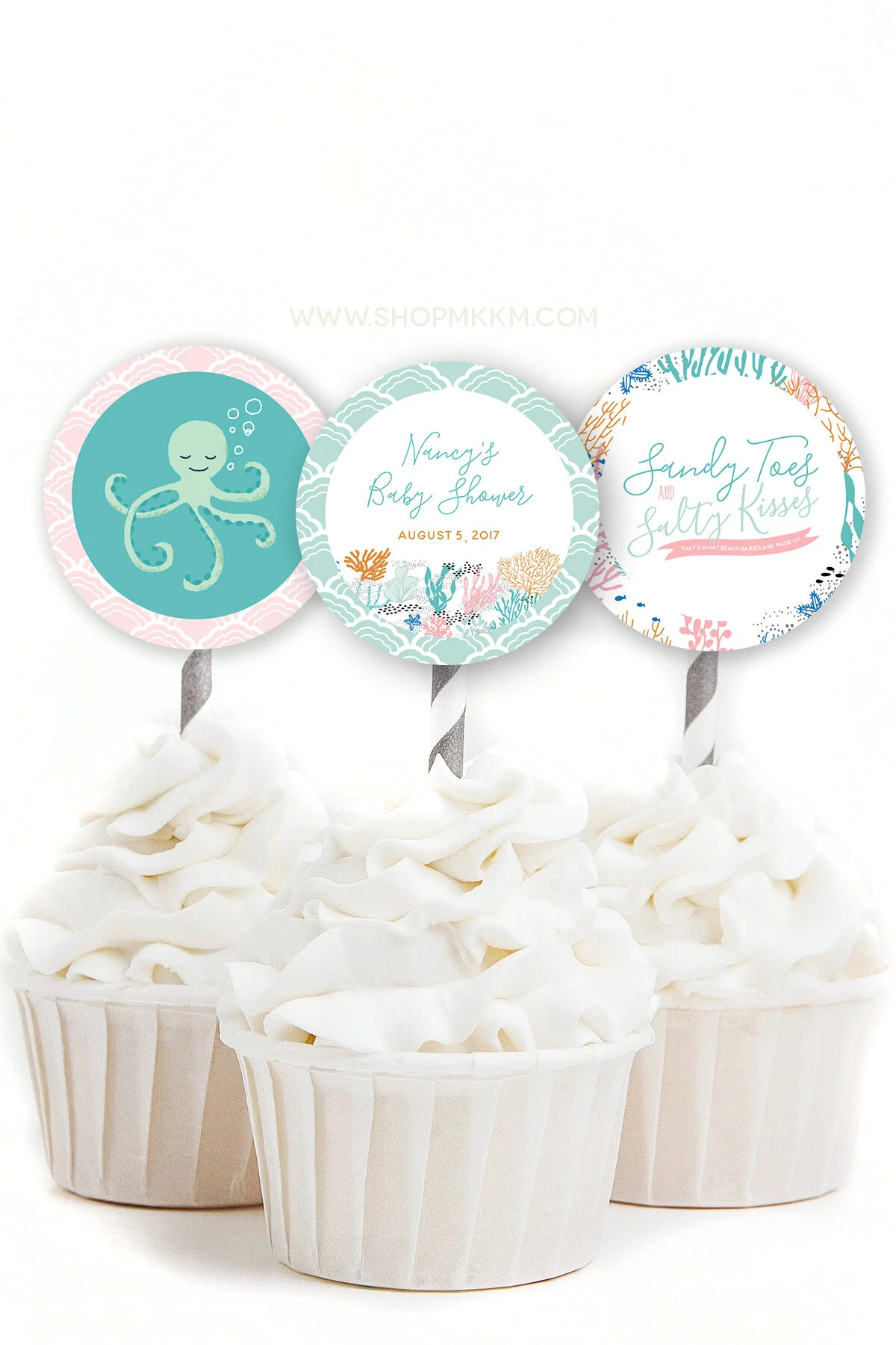 Ocean themed cupcake toppers from mkkmdesigns