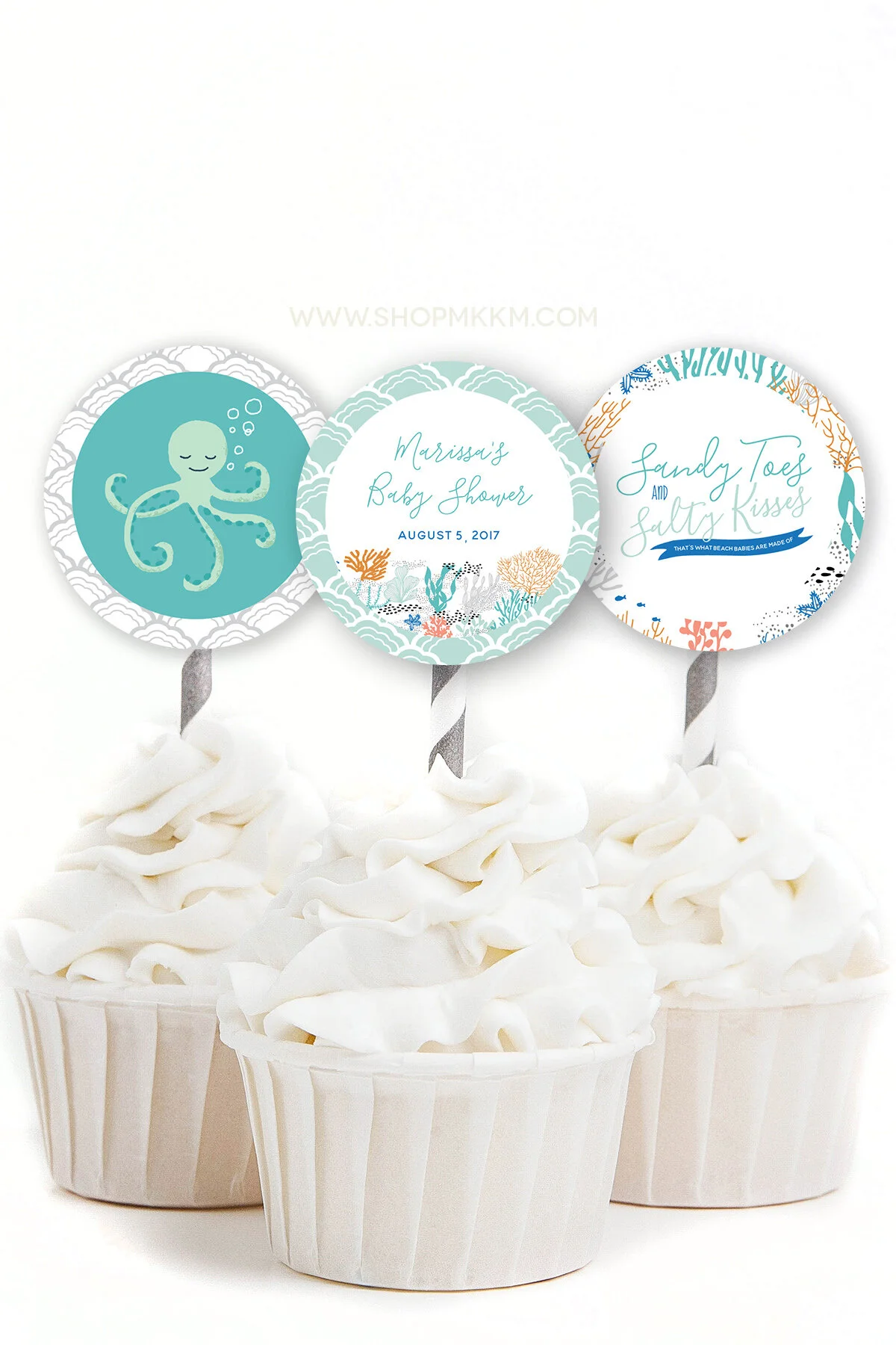 Ocean themed cupcake toppers from mkkmdesigns