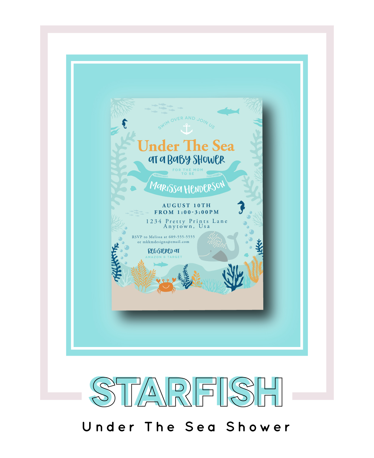 Starfish - An Under the Sea themed baby shower from Merry + Grace Design Co