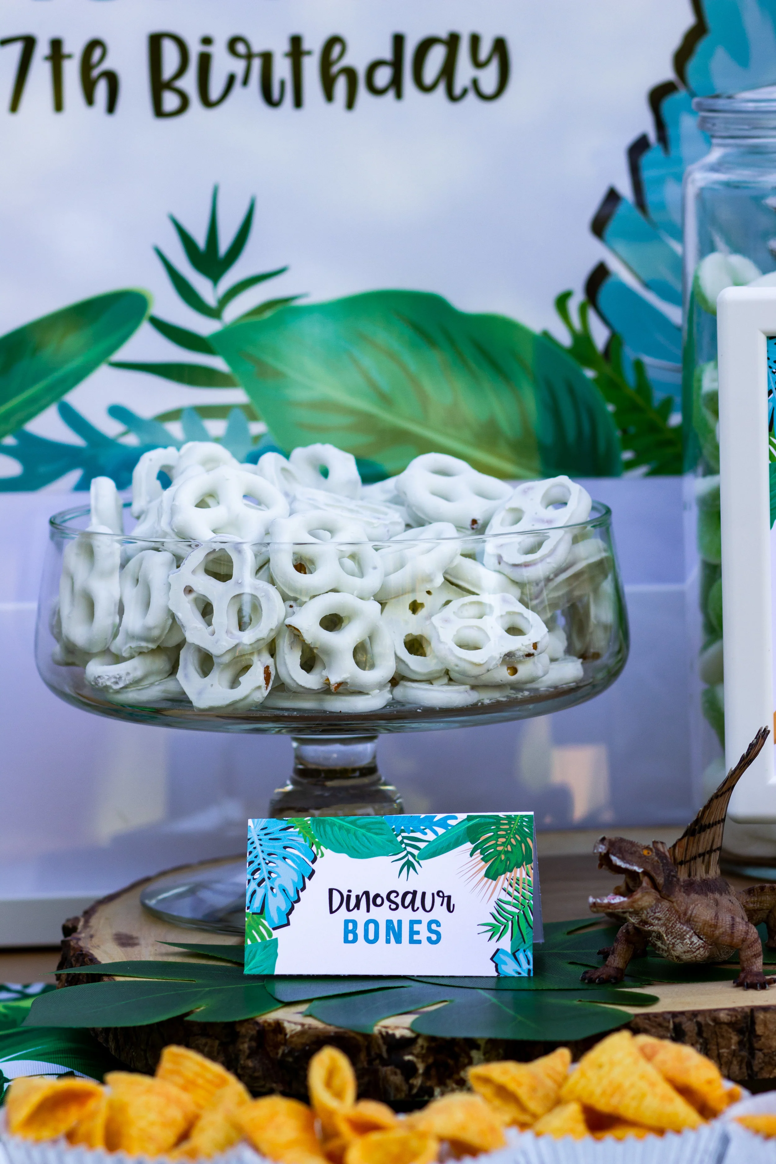 Tropical Dinosaur Party Food Cards