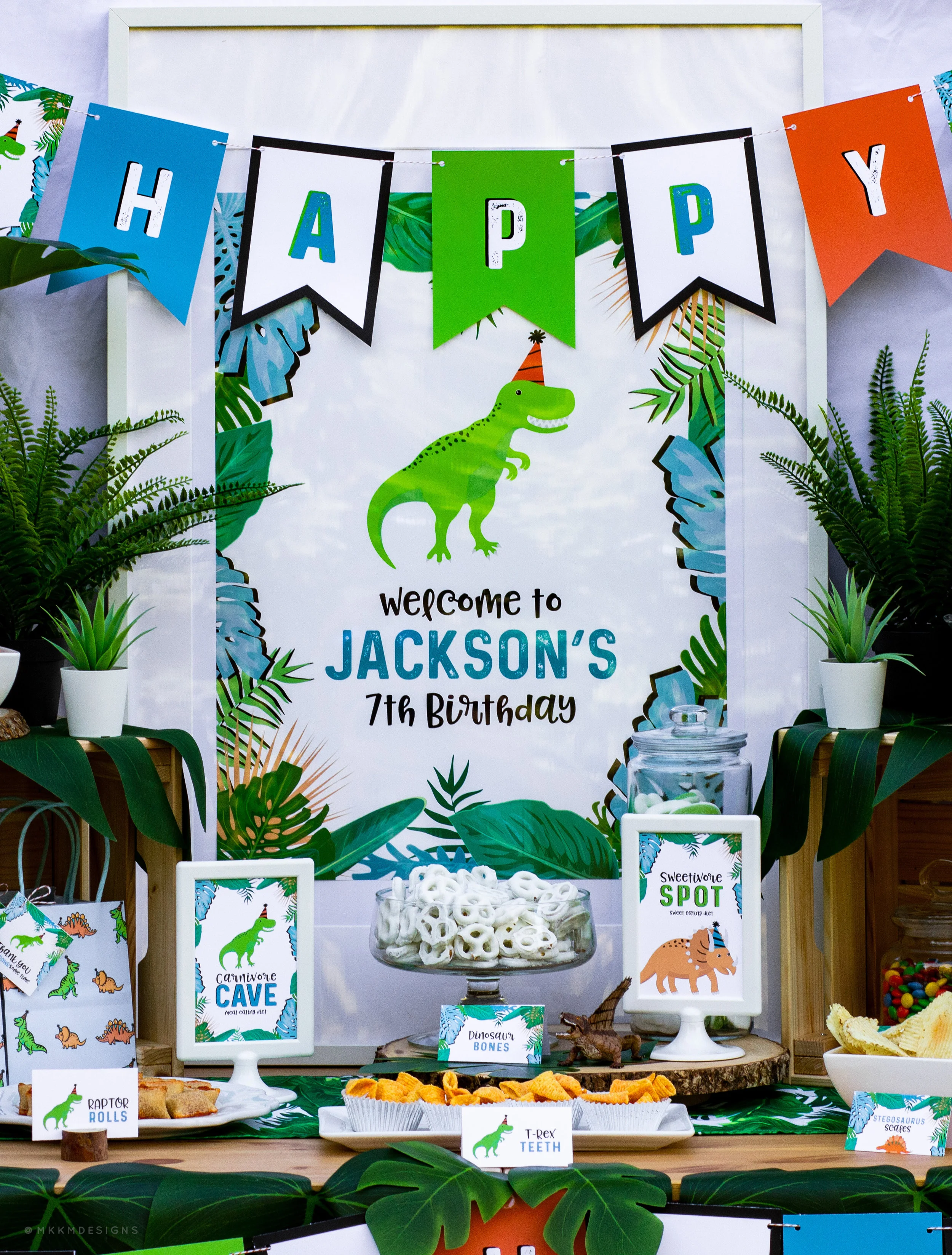 Tropical Dinosaur Welcome Sign