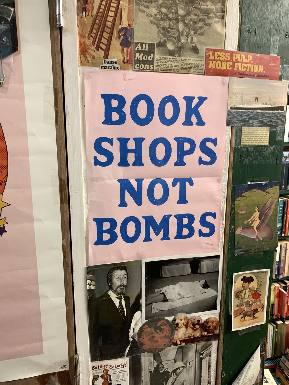 Book Shops Not Bombs - Notting Hill Book Exchange London // Book Quotes, Cute bookshops of London on mkkmdesigns.com