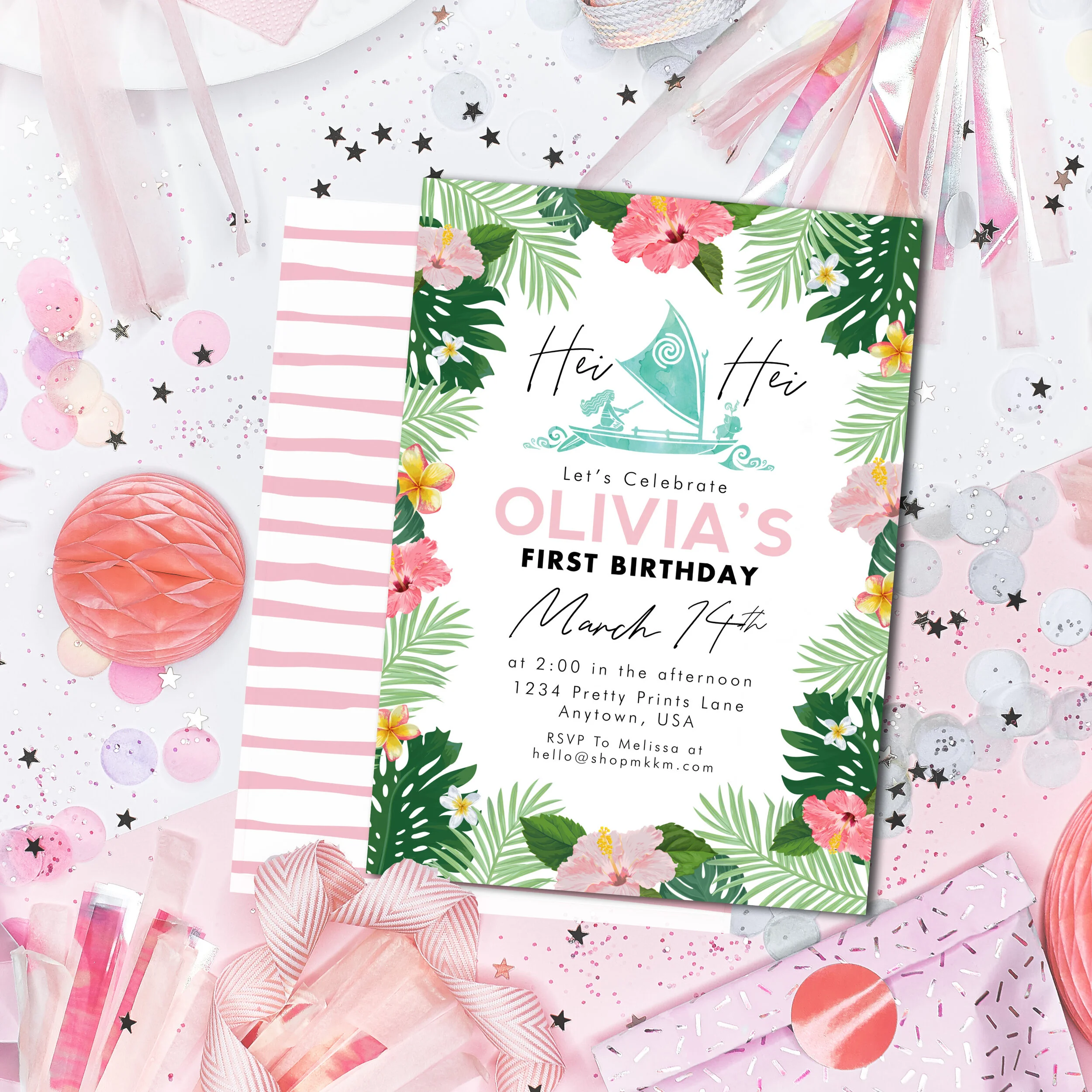 Moana Party Invitation // Tropical Birthday