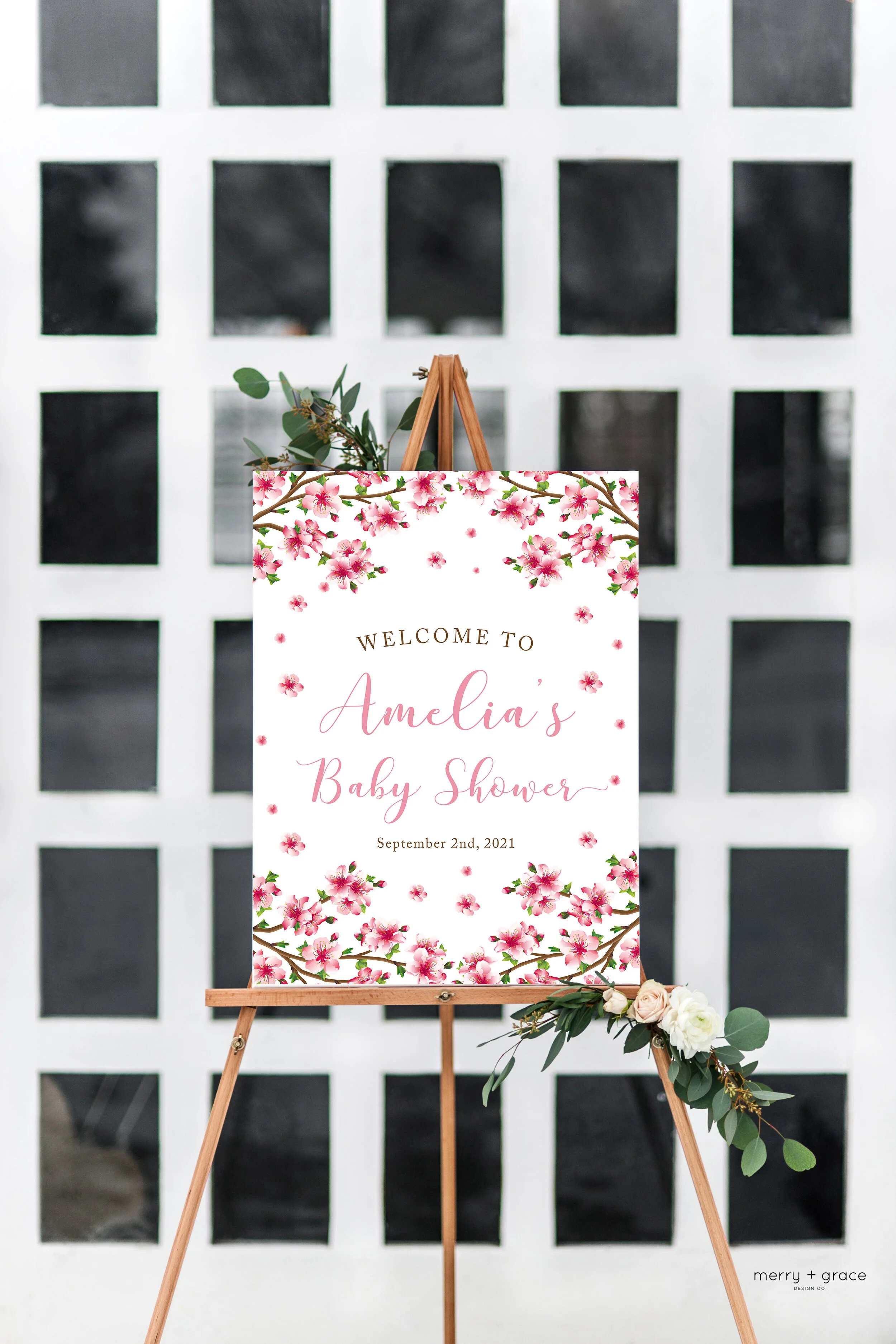 Cherry Blossom Baby Shower Welcome Sign