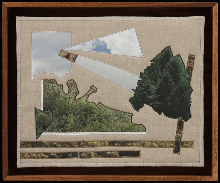 It Comes Back In Fits and Starts II, 2014 20"x24" framed Quilt: linen canvas, batting, thread, muslin