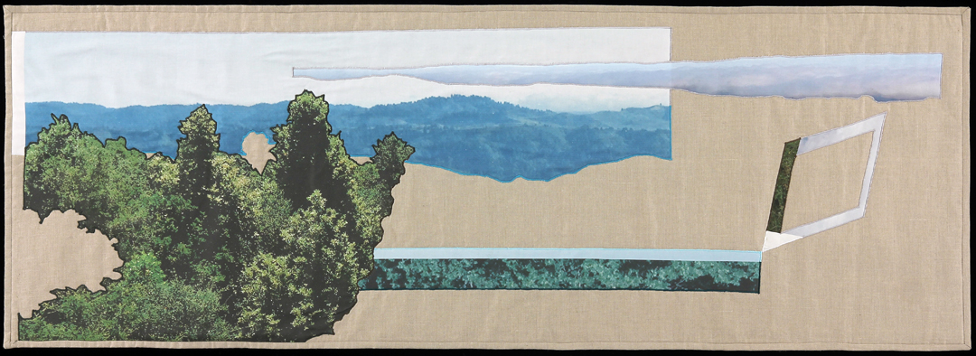 Heading to the Hills, 2014 22"x64" Quilt: linen canvas, kona cotton, batting, thread, muslin