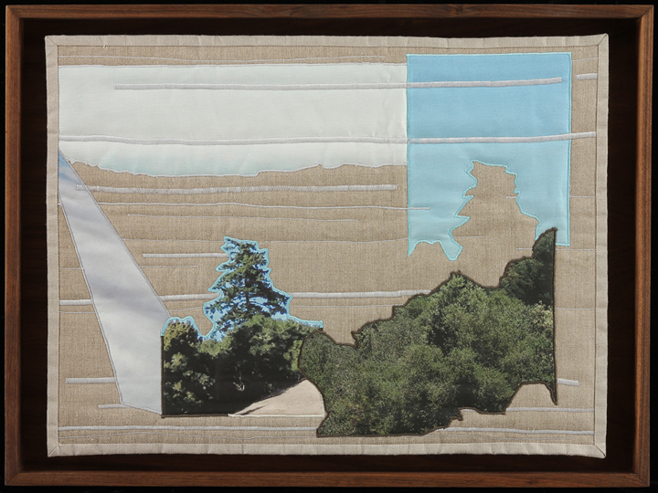 It Comes Back in Fits and Starts IV , 2014 20"x27" framed Quilt: linen canvas, batting, thread, muslin