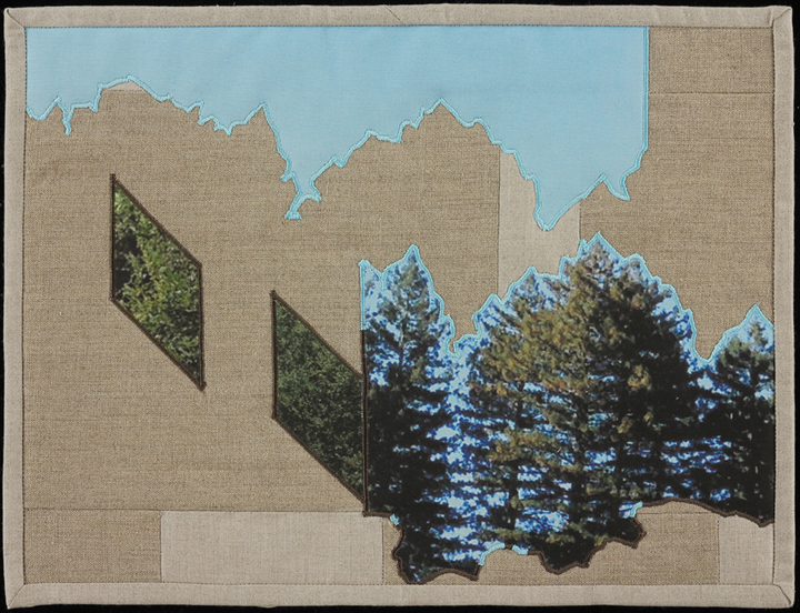 When I Fish Around I Feel The Haunting V, 2014 16.5" x 20.5" framed Quilt: linen canvas, muslin, batting, thread