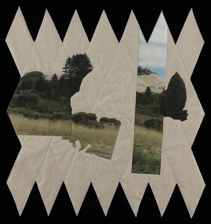 Shift and It Broke Away, 2014 43"x41" Quilt: linen canvas, batting, thread, muslin