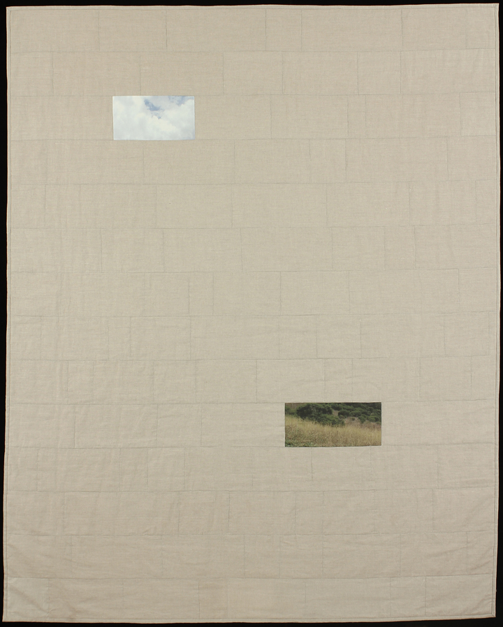 Sky Over Field, 2013 77"x62" Quilt: Linen canvas, cotton, batting, thread