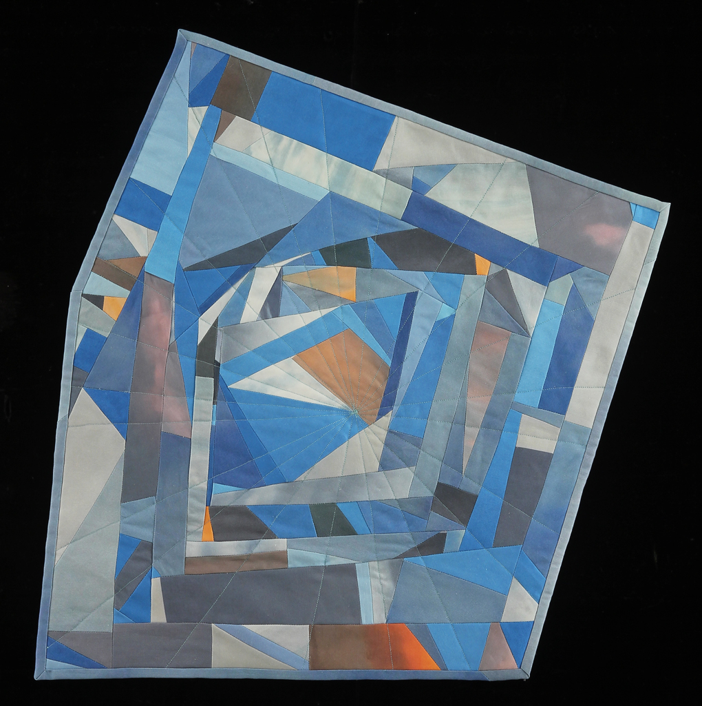 Kaleidoscope Sky , 2016 Odd Sized, 27"x21.5" Quilt: linen canvas, muslin fabric, batting, thread