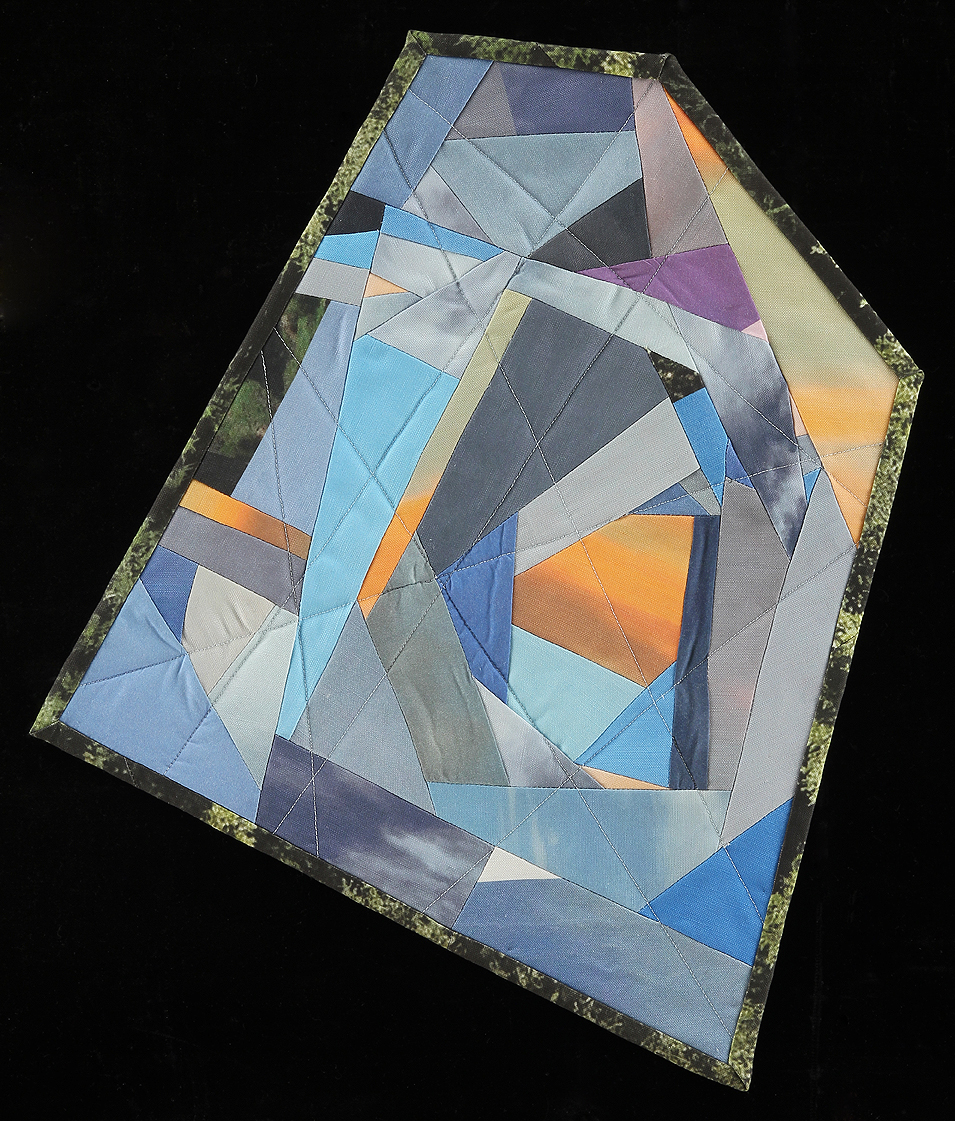Kaleidoscope Sky II , 2016 20.25"x 17" Quilt: linen canvas, cotton fabric, muslin fabric, batting, thread