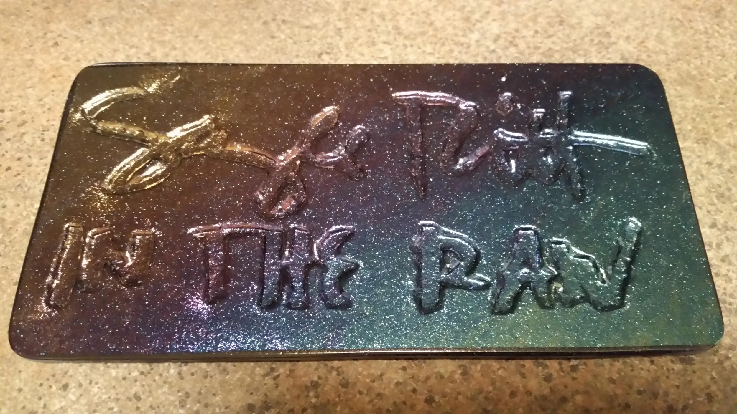 Record Album Release.  Aquamarine Blue Iridized glass. 