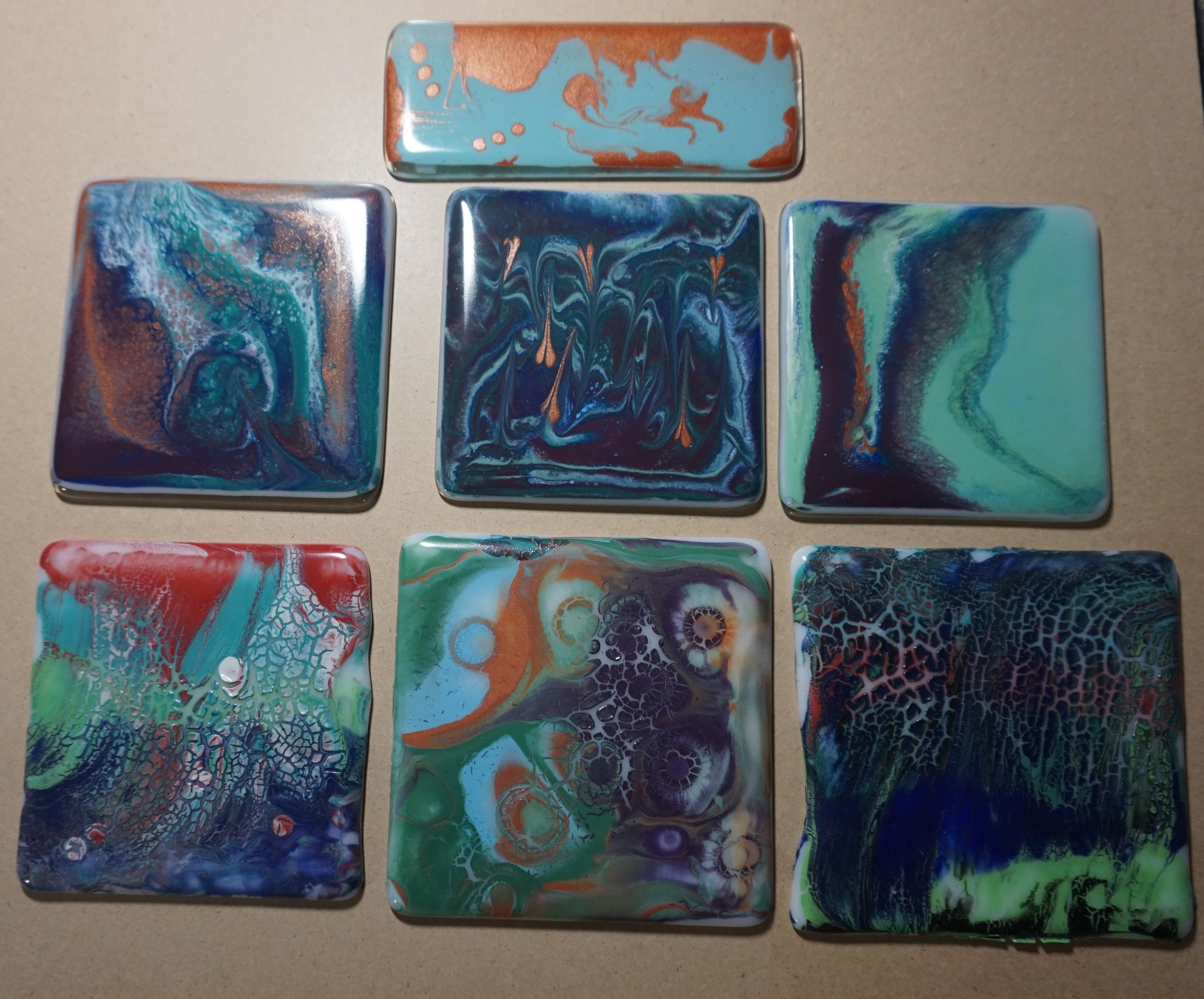 Samples of my painting concepts applied to glass...