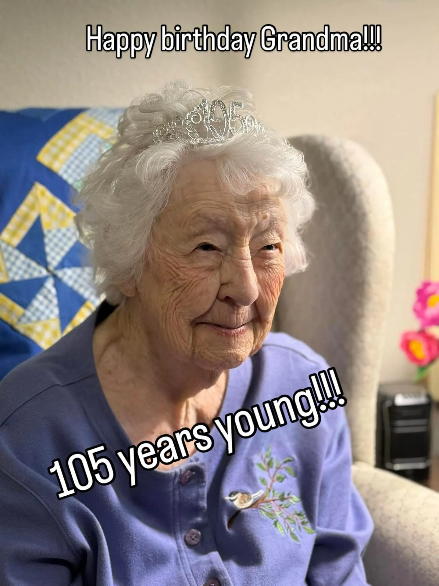 Happy birthday to my BEAUTIFUL grandma!!! 105 years young today!!! You have truly seen it all!!! HAPPY BIRTHDAY 🎁🎂🎈🎉