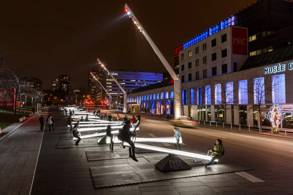 The 30 LED embedded seesaws that make up Montreal’s ‘Impulse’ installation.