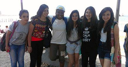 JCs pose for a photo in Acco, on a day trip for volunteers and host families.