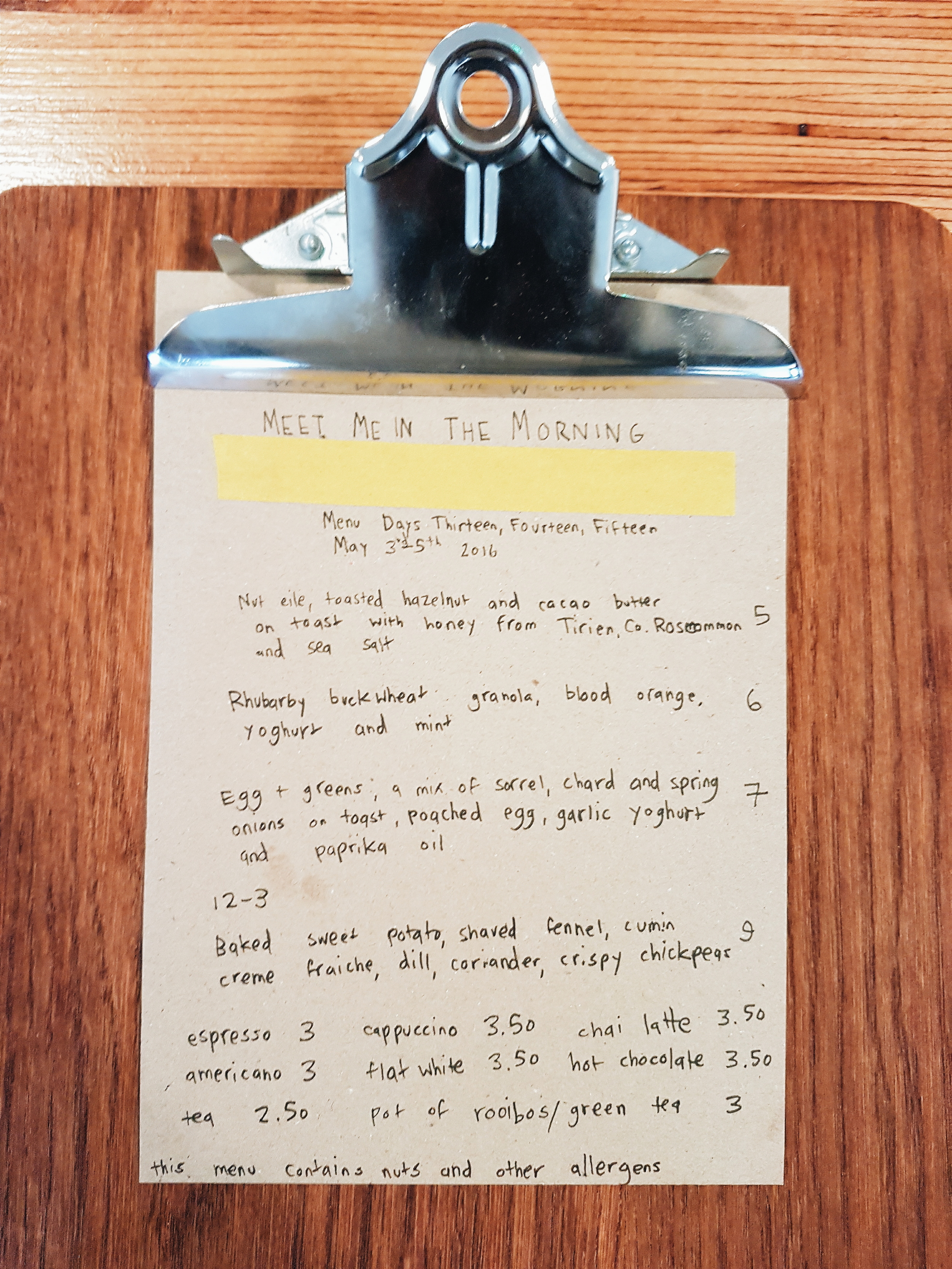 Gorgeous hand written menu