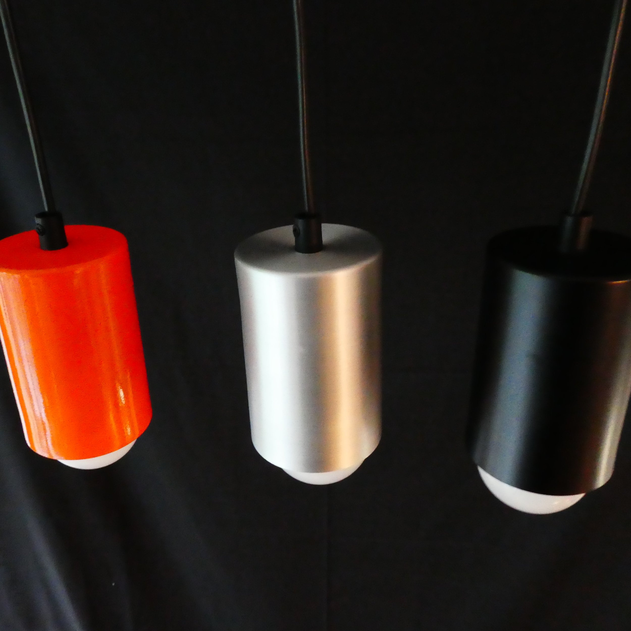 Pavilion Pendant / black, orange, aluminium, brass