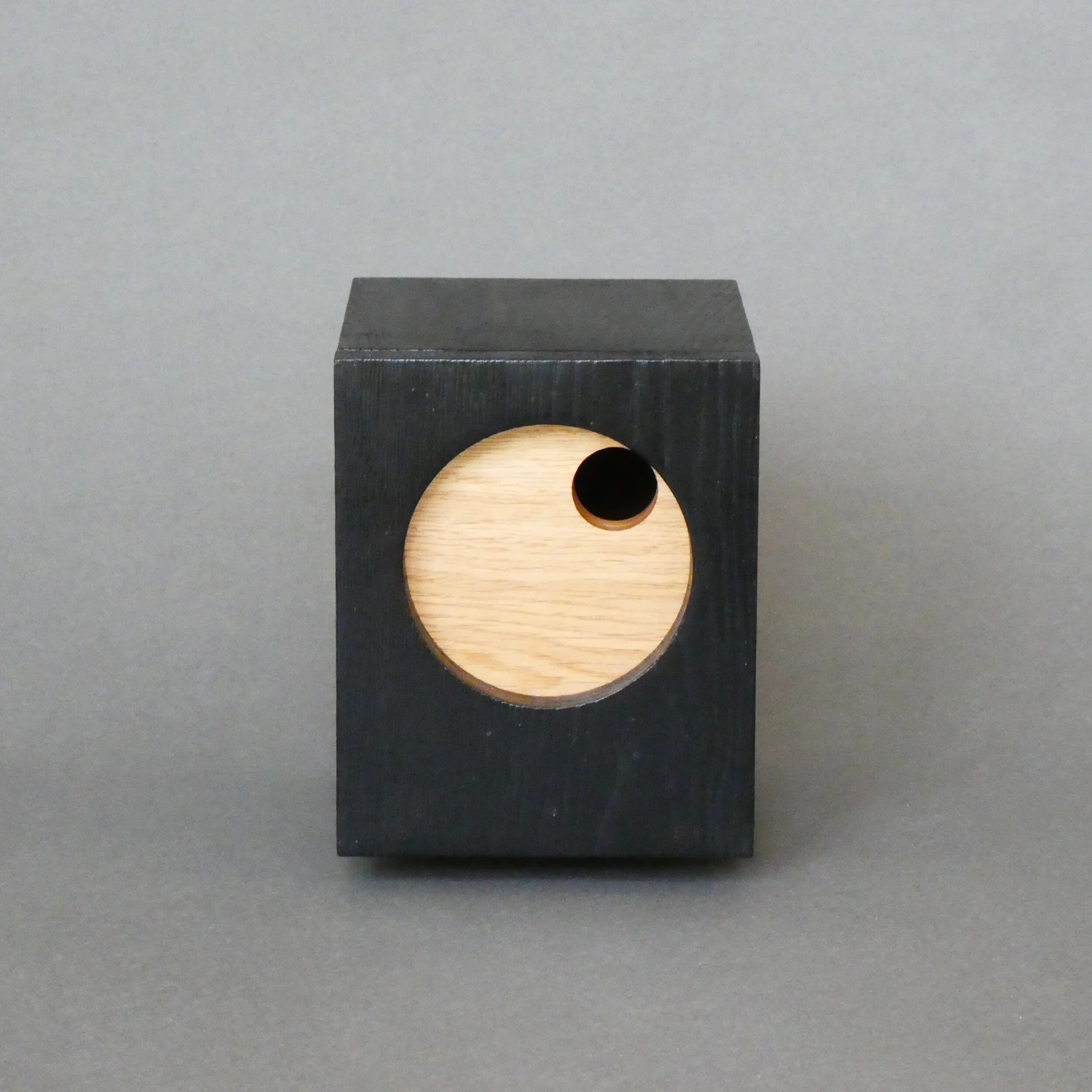 Circles Birdbox for Small Birds - Blackened Oak — John Hollington Design